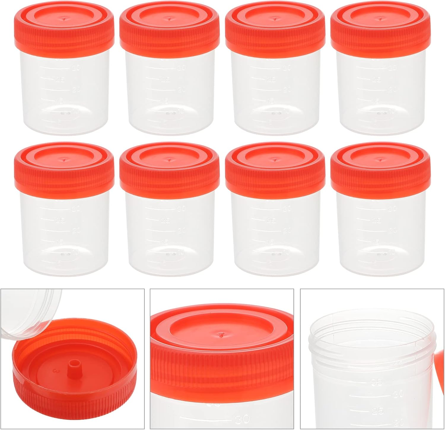Iplusmile Specimen Cups with Screw on Lids, 25 Pack Urine Specimen Containers, Sample Jars with Scale for Pee, Stool, Sample Collection for Testing image number 5