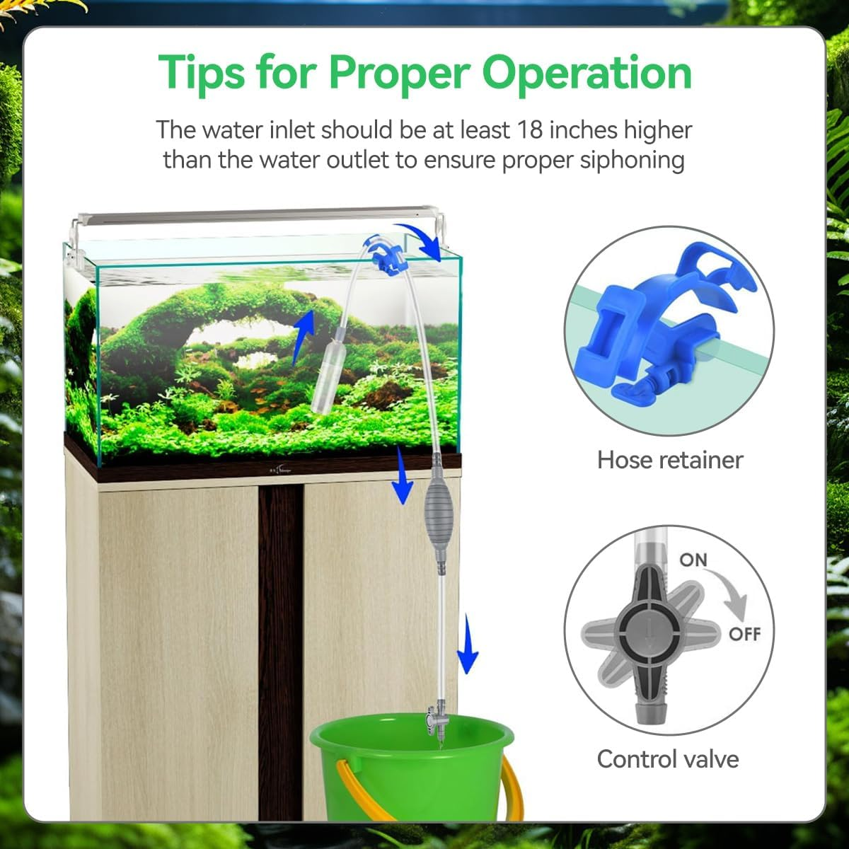 Proxima Direct 2.6M/8.5FT Aquarium Water Changer Gravel Vacuum for Fish Tank Cleaning Tools Siphon Universal Quick Pump Aquarium Water Changing with Accessories image number 4