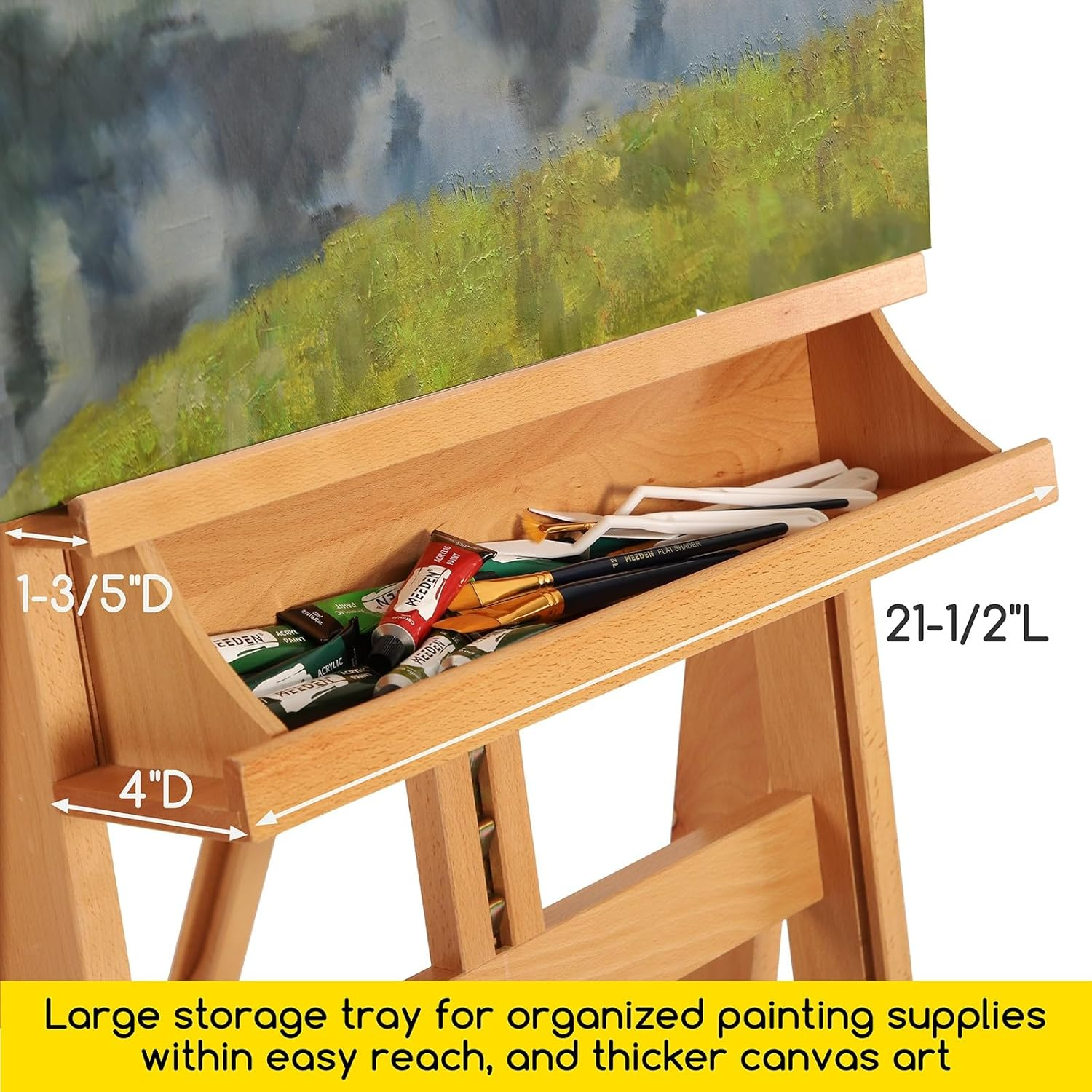 MEEDEN Extra Large Heavy-Duty H-Frame Studio Easel - Solid Beech Wooden Artist Professional Easel, Painting Art Easel Stand with 4 Premium Locking Silent Caster Wheels, Hold Max 82" image number 3