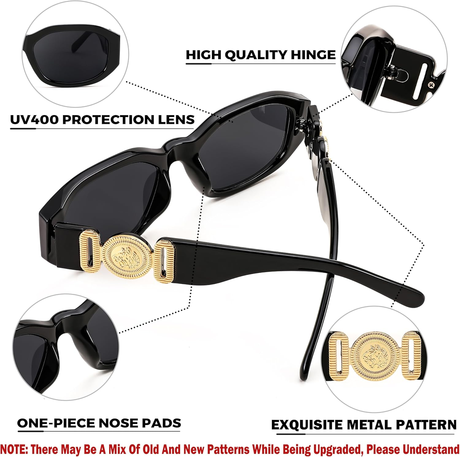 FEISEDY Retro Trendy Rectangle Sunglasses for Women Men Vintage 90S Small Narrow Square Shades B2322 - Black Frame/Grey Lens image number 4