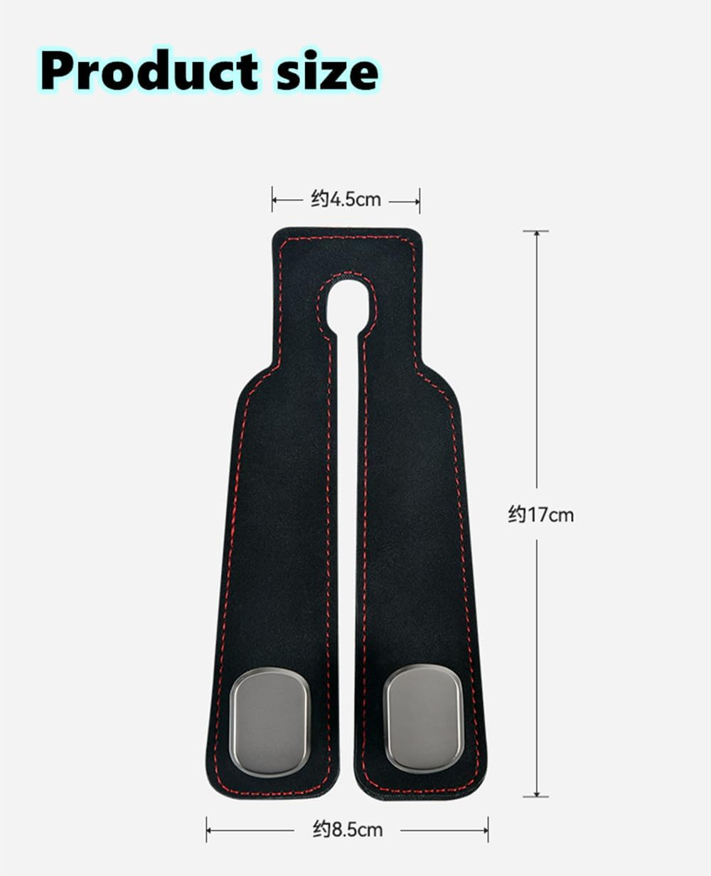 2 Pcs Leather Car Seat Headrest Double Hooks,Double Headrest Hooks Purse Holder & Mobile Phone Holder, Car Hanger Storage Car Seat Back Organizer for Bags, Purses, Handbags(Black) image number 5