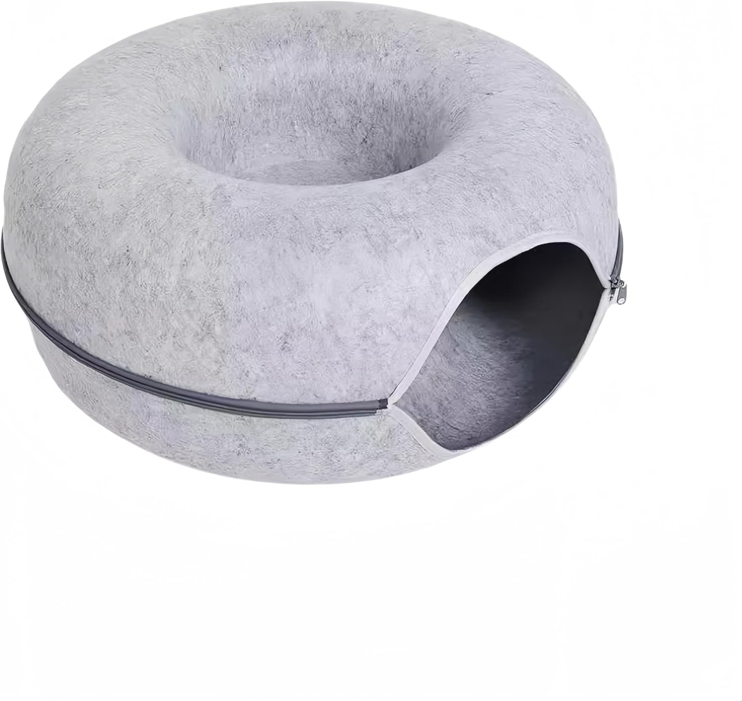 Cat Tunnel Bed Felt Pet Puppy Nest Cave House round Donut Interactive Play Tunnel 60X60X28Cm, Scratch Resistant Felt Pet Cave, Detachable round Donut Design