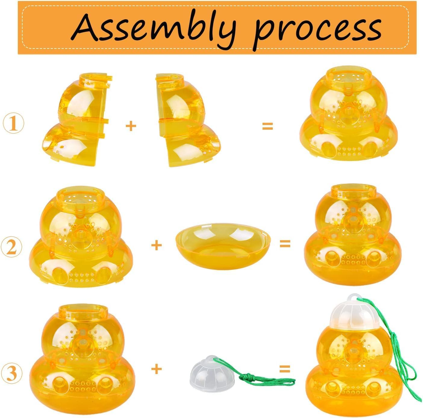 2 Pack Plastic Wasp Traps, Hanging Hornet Trap for Outdoors, Bee Trap Yellow Jacket Wasps Repellent, No Bottom Seam, Safe, Natural, Effective and Reusable image number 4