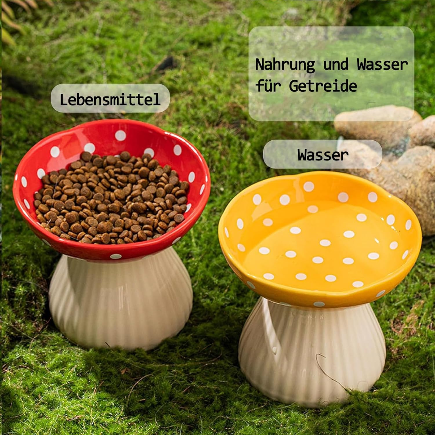 Cat Bowl, 15 Cm Raised Feeding Bowl, Cat Bowls, 300 Ml Ceramic High Feet to Protect the Cervical Spine, Feeding Bowl, Water Bowl, Pet Accessories, Dog Food Bowl, Cat Food Bowl (Red) image number 5