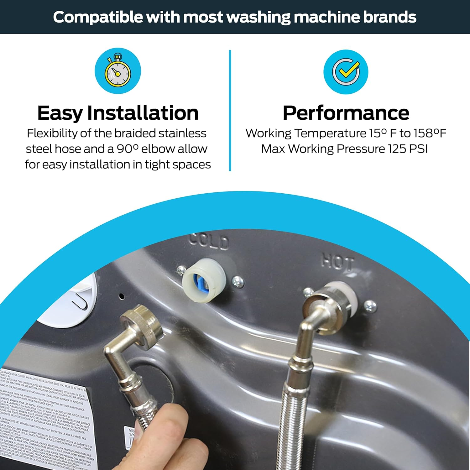 EZ-FLO 48374 Eastman Washing Machine Hose with 90-Degree Elbow, 3/4-Inch X 3/4-Inch image number 4