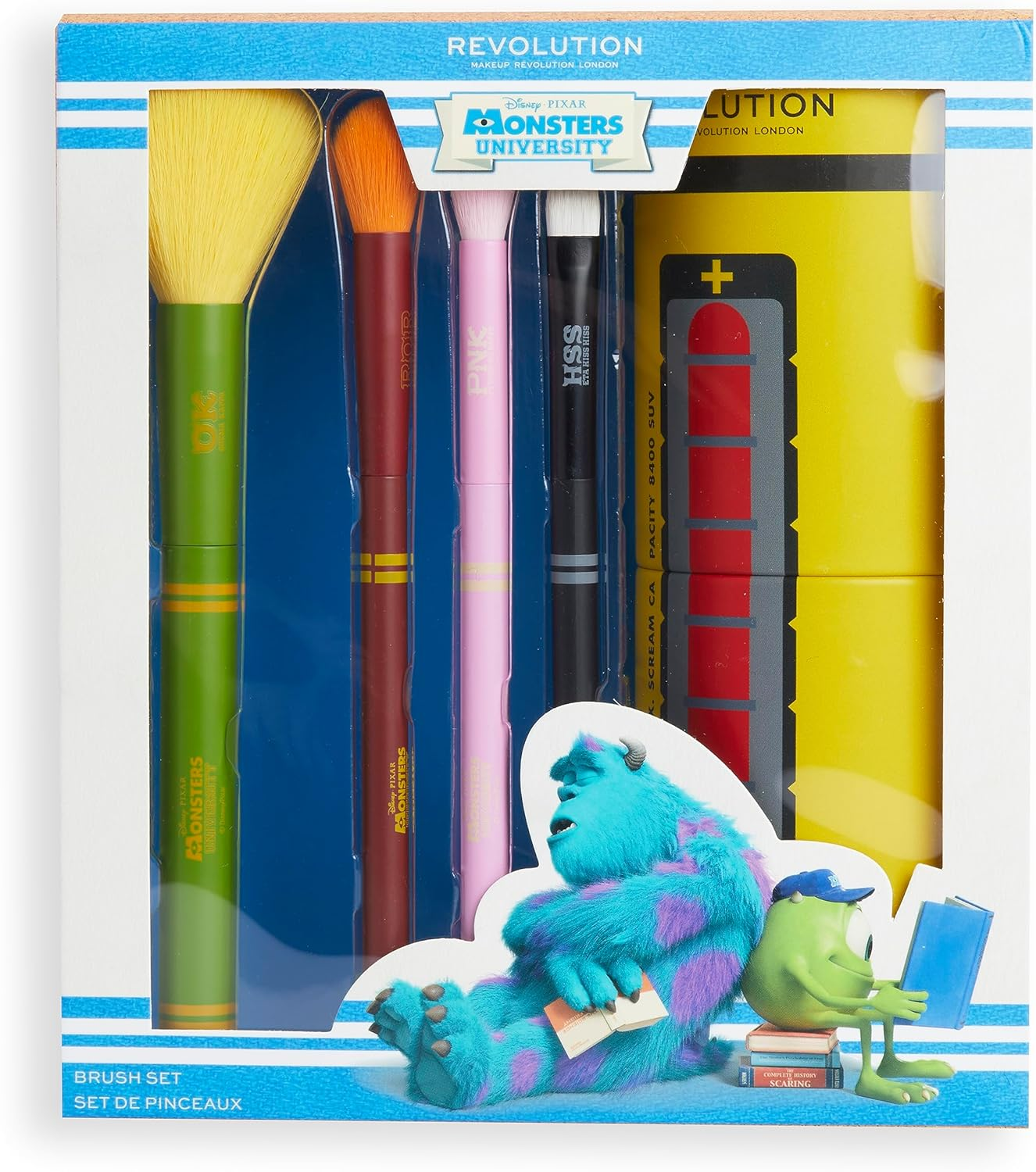 Revolution X Monsters University Scare Can Brush Set & Sulley-Inspired Makeup Bag Set of 2