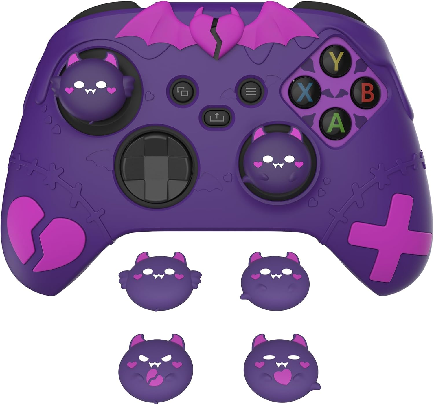 Playvital Gothic Imp Series Cute Silicone Skin for Xbox Series X & S Controller, Anti-Slip Grip Silicone Cover, Protective Silicone Case for Xbox Core Controller with Thumb Grips, Purple - Black image number 4
