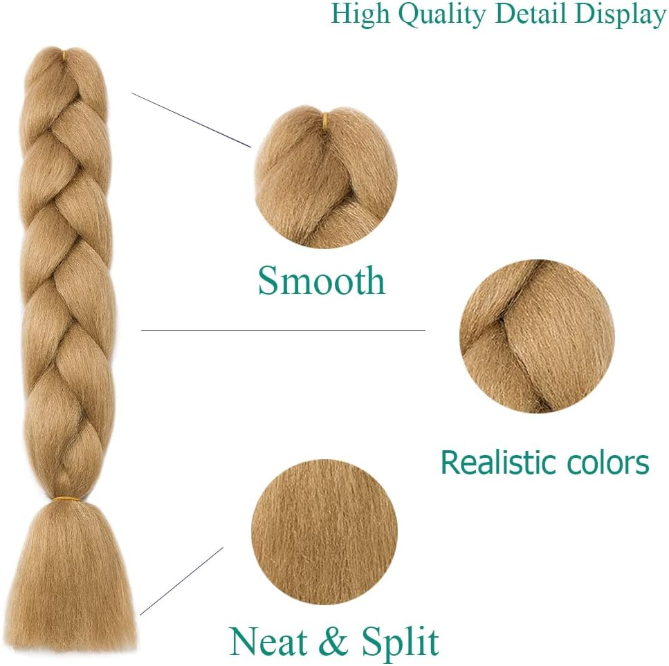 60 Cm Braids Synthetic Hair Jumbo Braiding Hair Extension Hair Synthetic Braiding Crochet Hair Pieces 3 Pieces 100 G/Bundle (A-Dark Blonde) image number 5