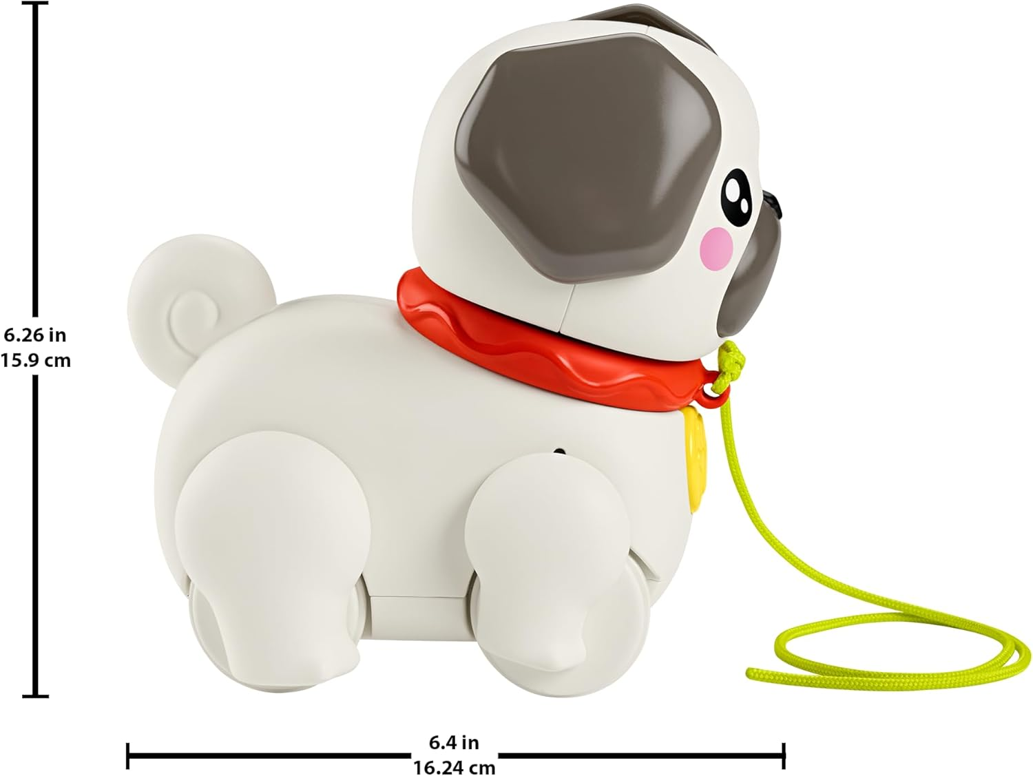 Fisher-Price Baby & Toddler Pull Toy FP Pets Walk-The-Pup-Pug with Motion & Sounds for Kids Ages 12+ Months image number 1