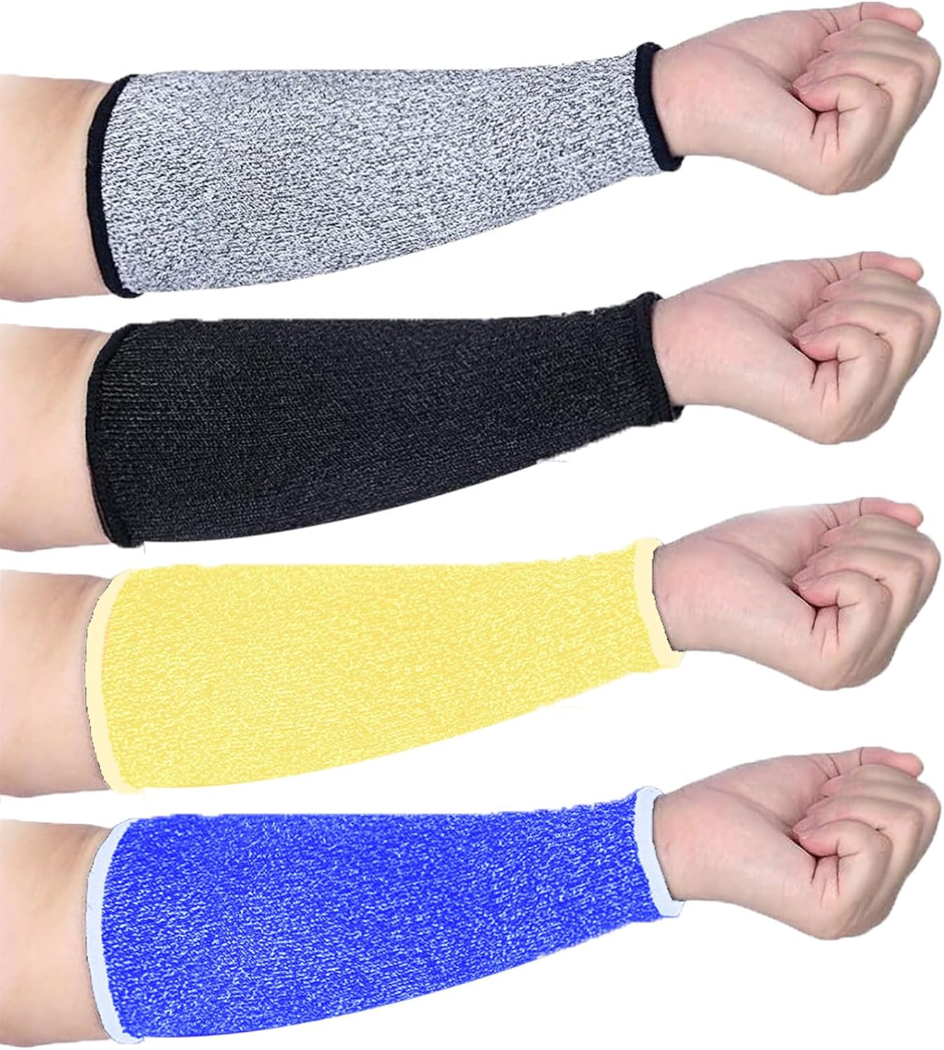 OJIOUI 4 Pair Protective Arm Sleeves Cut Burn Resistant Forearm Sleeve for Garden, Kitchen, Cooking(Black, Purple, Gray, Beige)