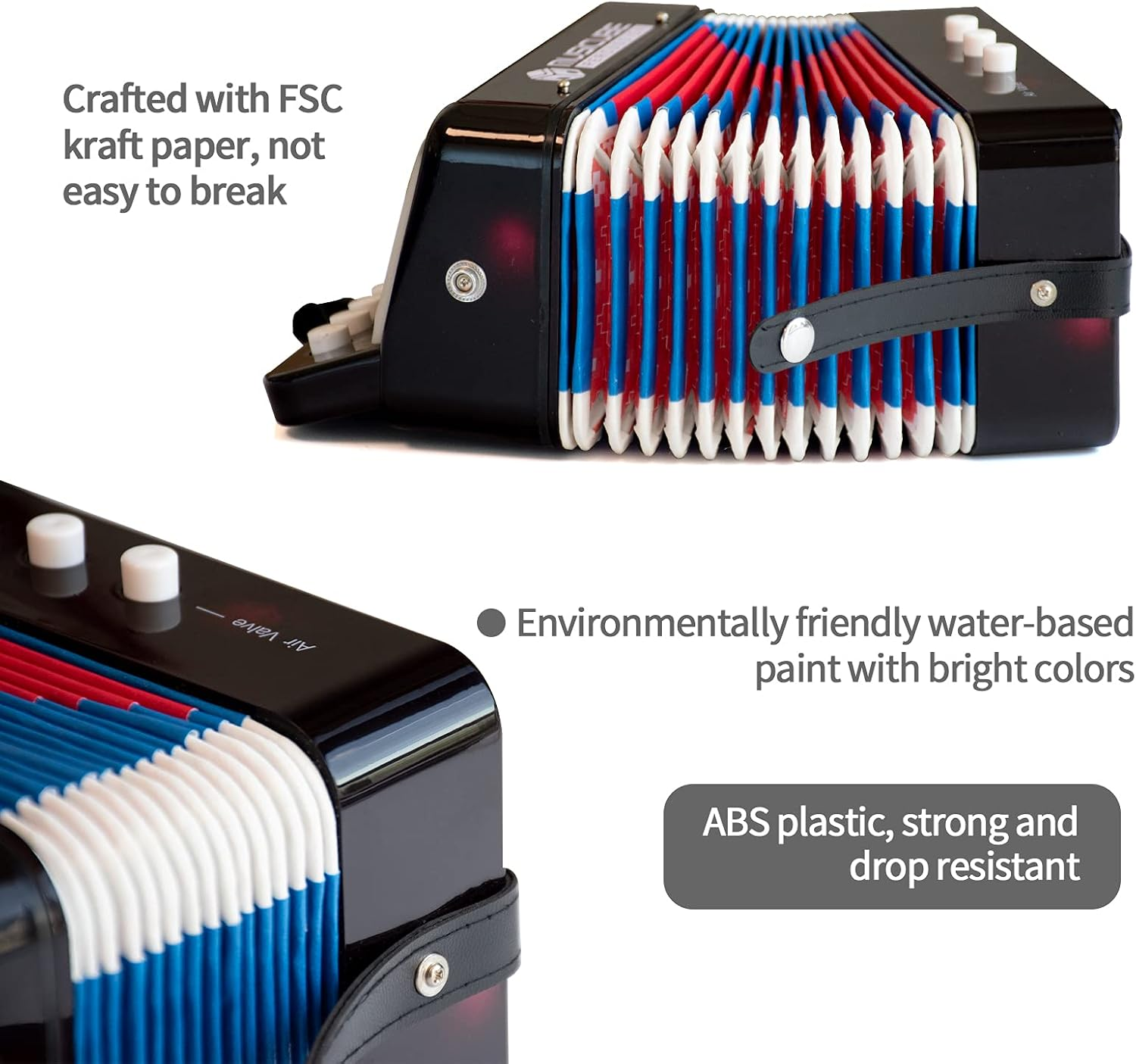 MUSICUBE Kids Accordion Instrument Toys 10 Keys Button Small Accordion for Boys & Girls Educational Musical Instrument Toys Thanksgiving Gift Choice (BLACK) - Purple image number 2