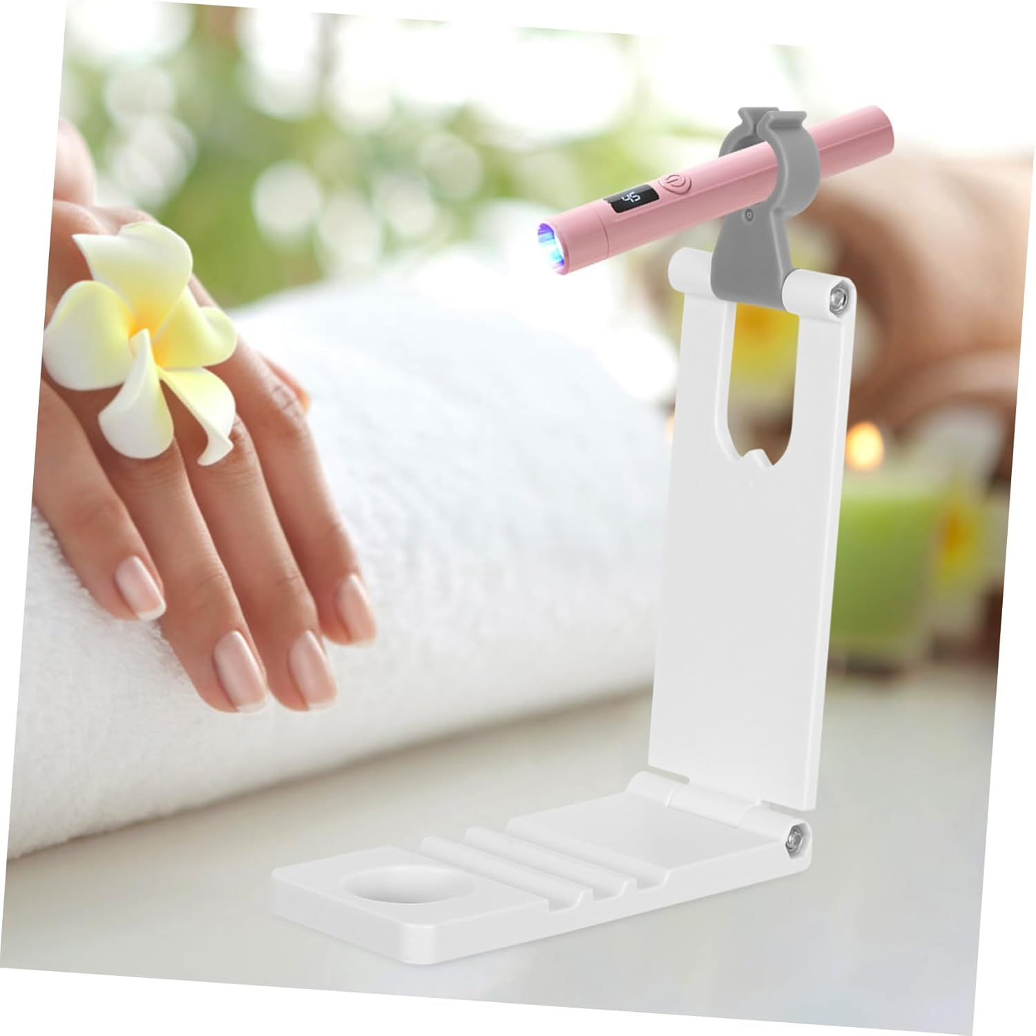 Rotatable Nail Lamp Stand Adjustable Holder with Loop for Stable Support for Manicure Makeup and Crafting Lightweight Portable Design image number 4