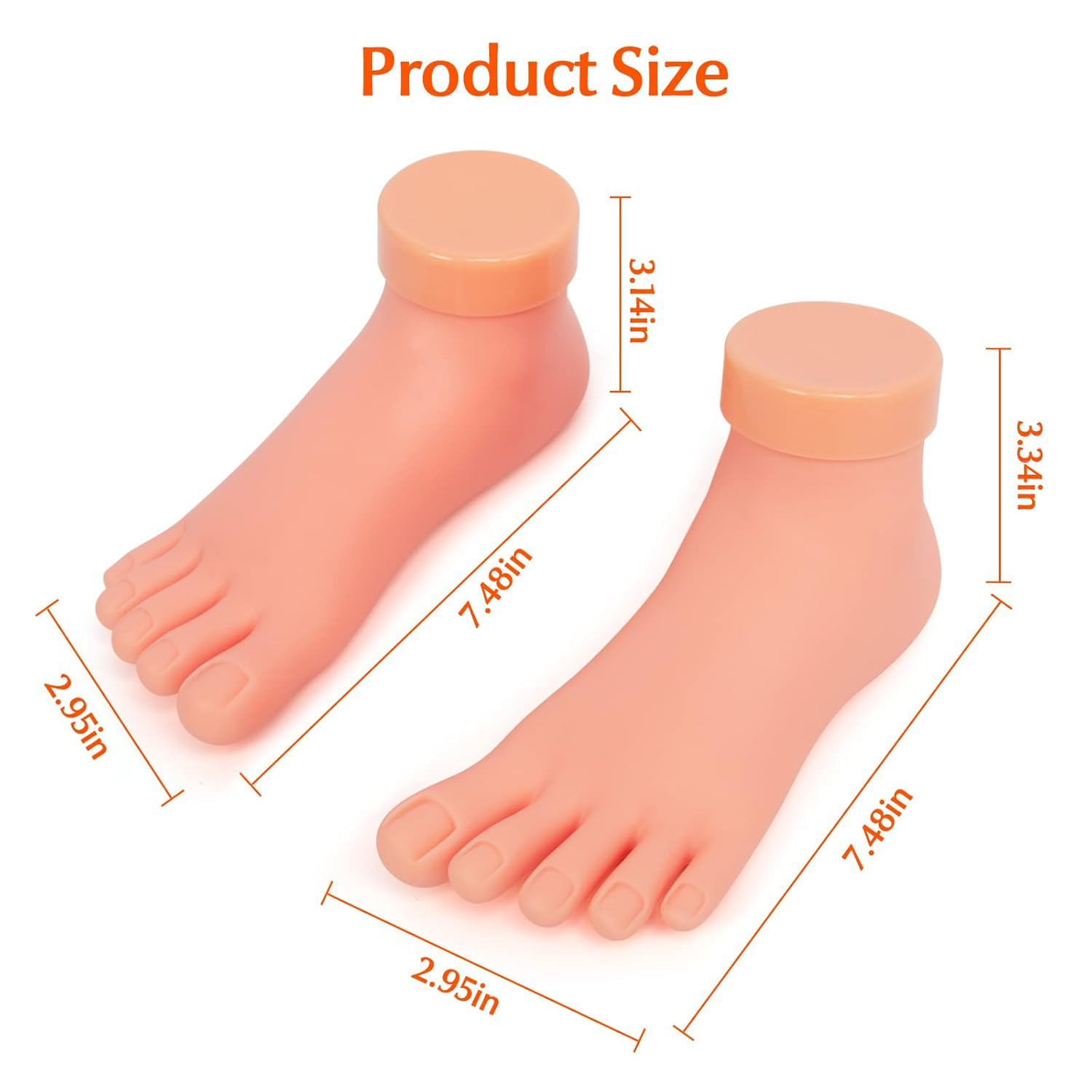 Practice Foot Model 1 Pair Flexible Soft Silicone Prosthetic Manicure Tool for Nail Art Training image number 2