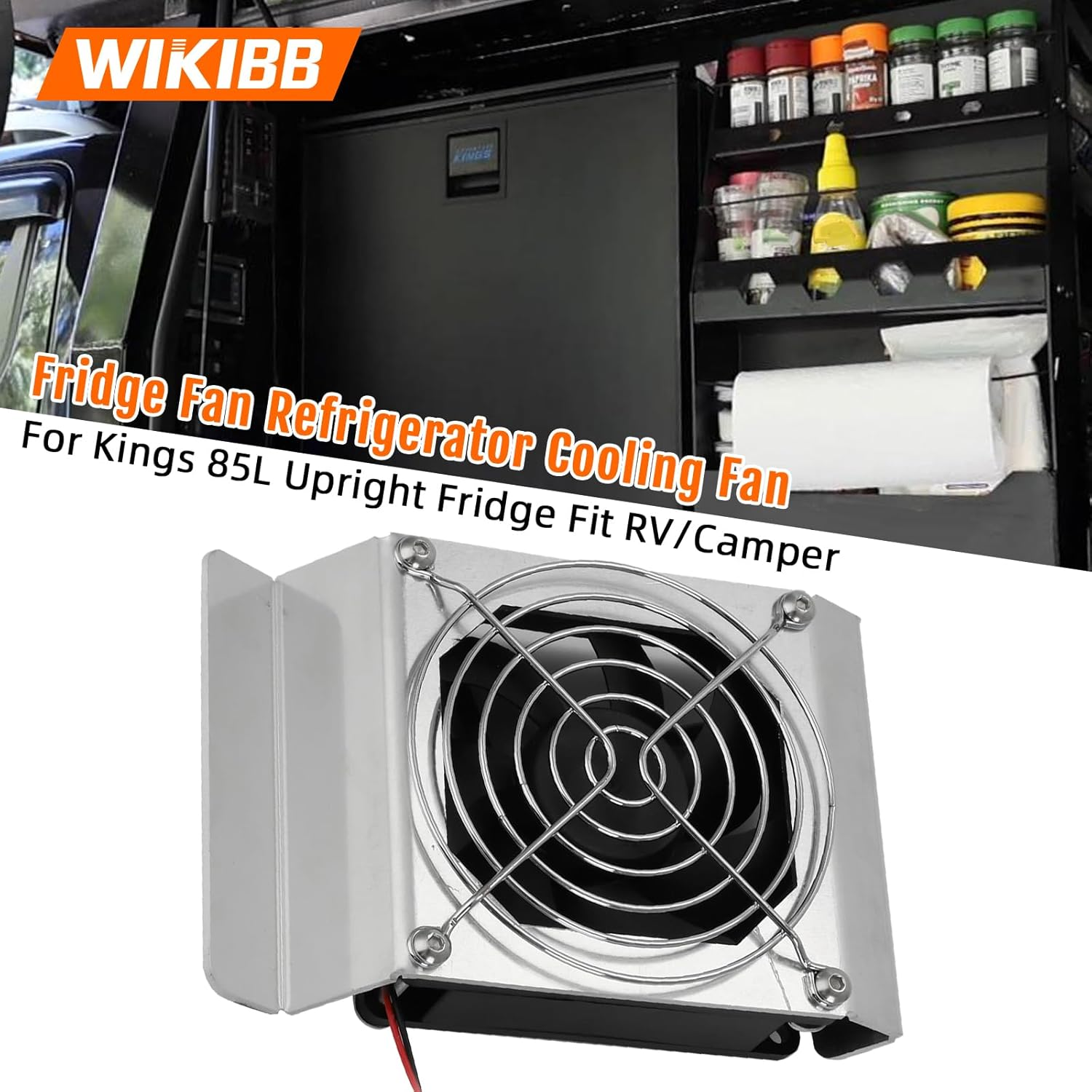 Fridge Fan Refrigerator Cooling Fan 12V 92Mm Stainless Steel Fan Bracket Replacement for Kings 85L Upright Fridge Fit Rv/Camper &ndash; Enhanced Durability & Heat Dissipation image number 3