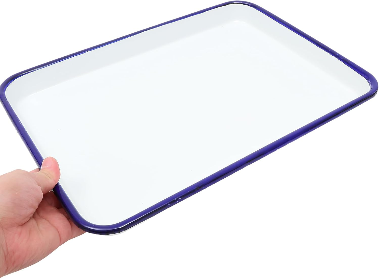 Zerodeko Enamel Baking Tray Rectangular Baking Dish Oblong Cake Pan Roasting Pan Vintage Oven Tray Enamelware Bakeware for Farmhouse Camping Home image number 6