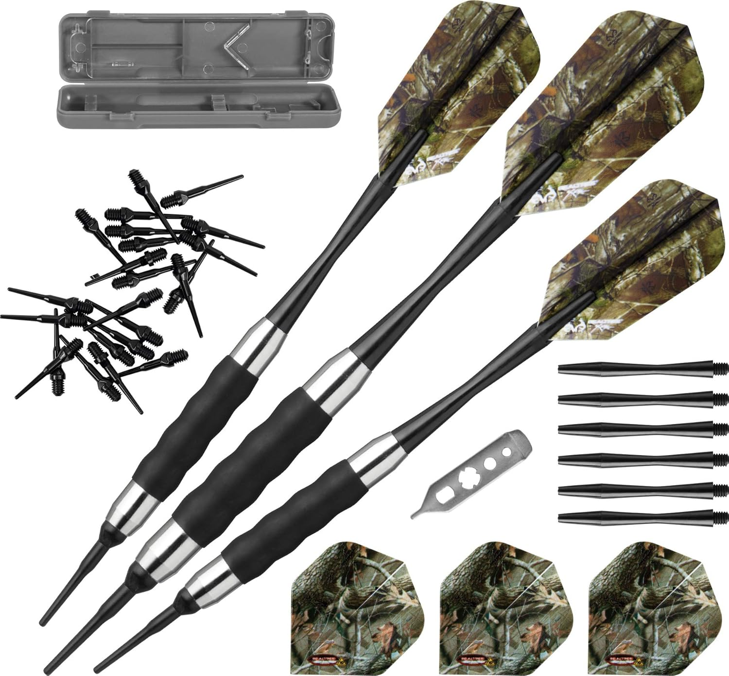 Fat Cat Realtree Hardwoods HD Camo Soft Tip Darts with Storage/Travel Case, 16 Grams