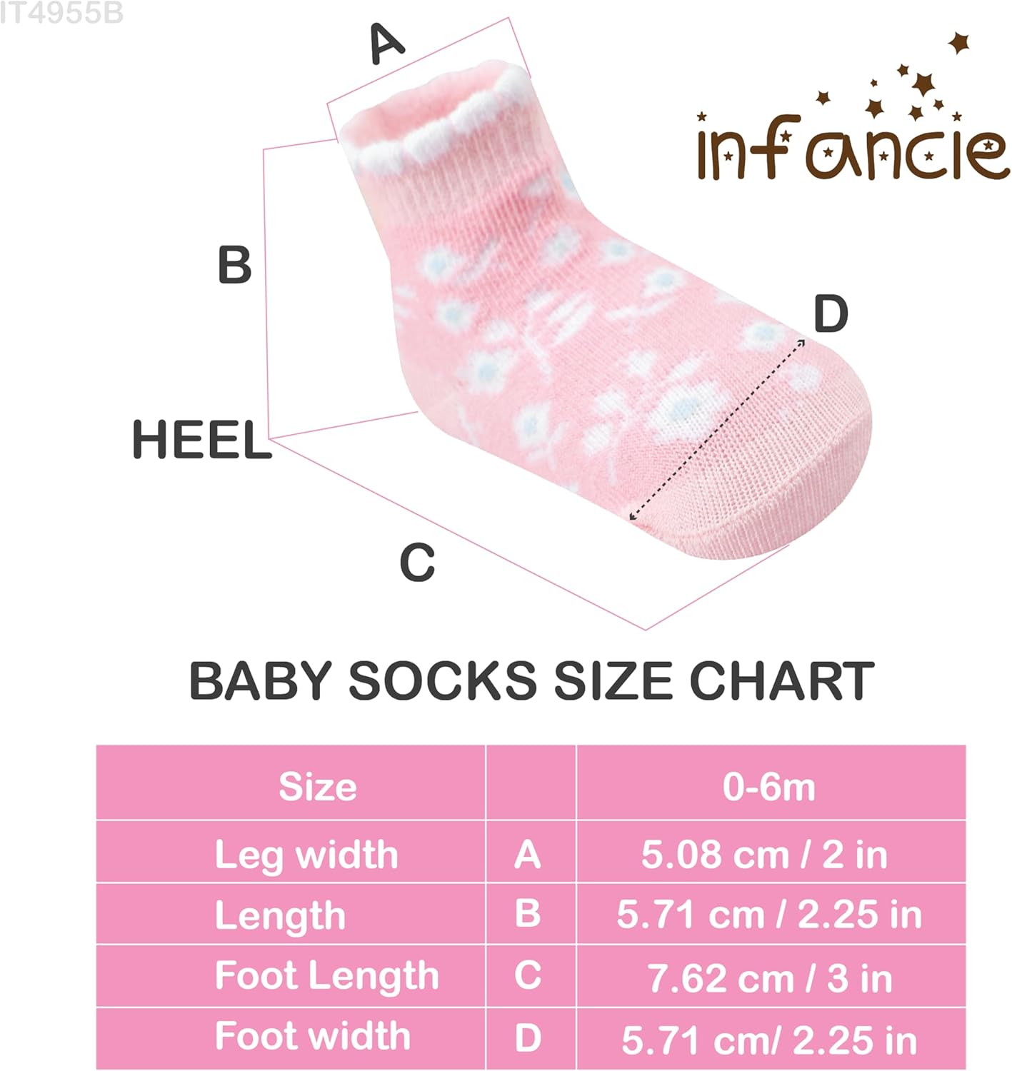 Baby Socks With/Gripper | Safe Walking Non-Slip Sole | Stay-In-Place Ribbed Cuffs Unisex image number 5