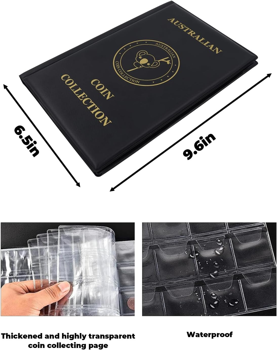 Coin Collection Book Holder Album for Collectors, 10 Pages 150 Pockets 4.5 X 4.5Cm(1.77 X 1.77 Inch) Coin Albums Penny Collecting Book,Coin Storage Album Books for Coin Storage,Money Currency image number 4