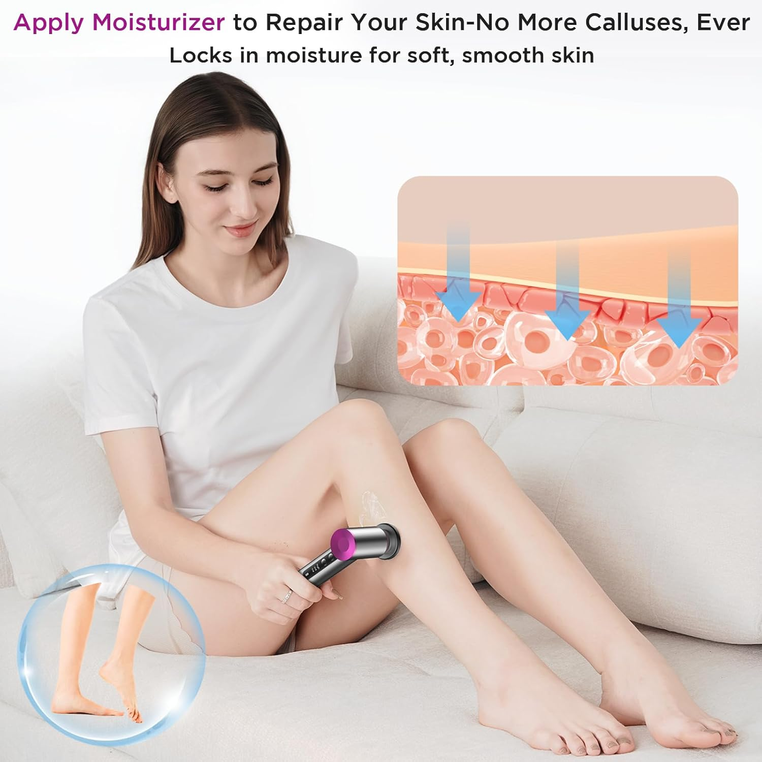 Electric Foot Callus Remover, Apply Oil,Electric Foot File,Reusable Nano-Glass Head, Ergonomic Electric Callus Remover for Feet, Rechargeable Pedicure Tools for Feet