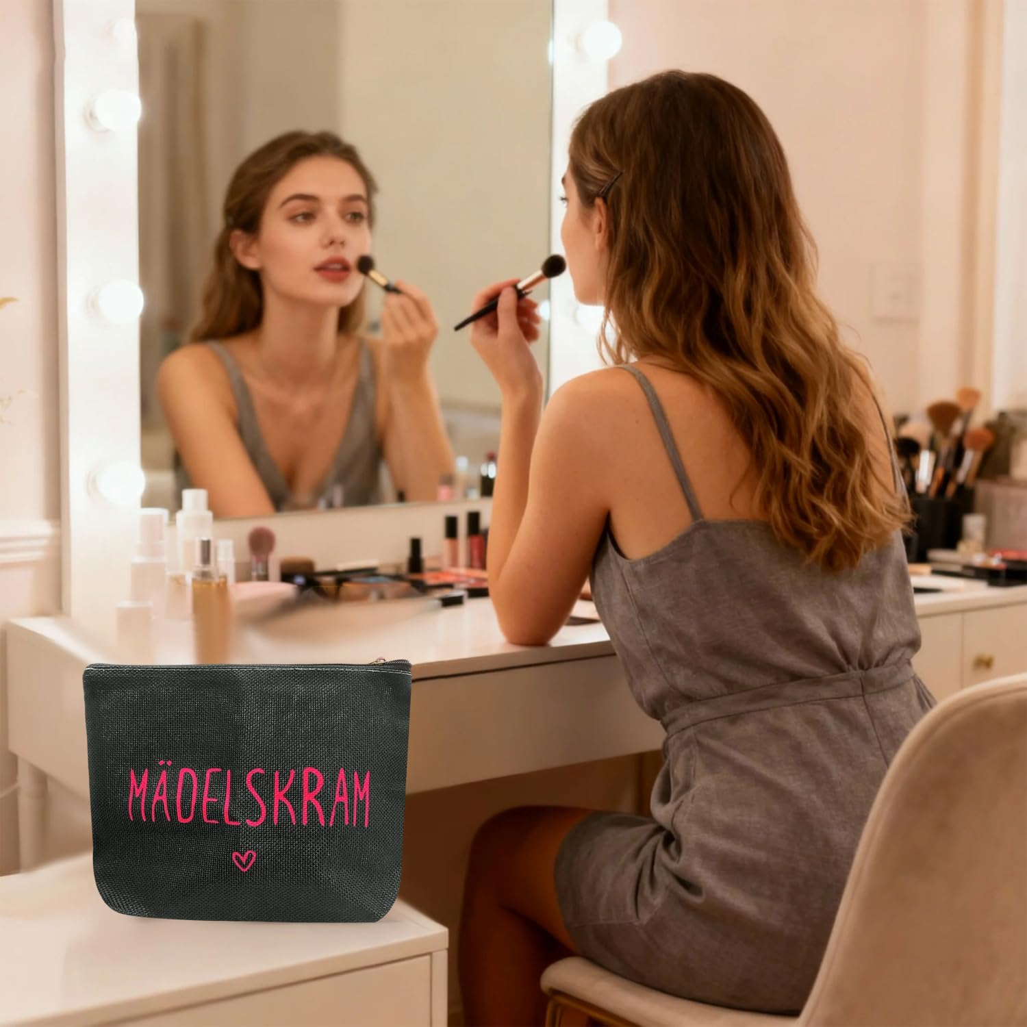 2 German Black Cosmetic Bags, Portable Storage Bags, Travel Wash Bags, Suitable for Cosmetic Finishing image number 5