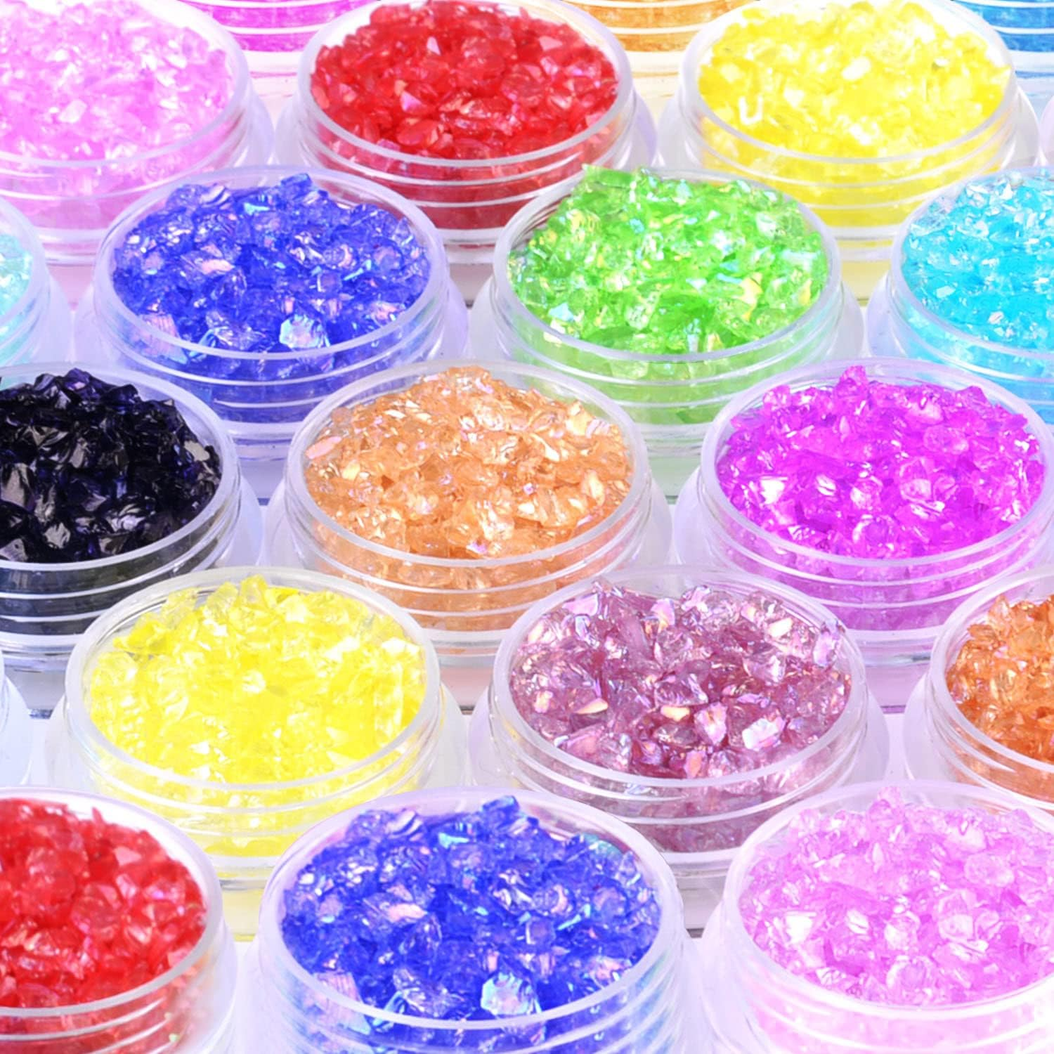 12 Box Transparent Crushed Glass Craft Glitter for Resin Art,Small Broken Glass Pieces Irregular Metallic Crystal Chips Chunky Flakes Sequins for Nail Arts DIY Vase Filler Epoxy Jewelry Making image number 3