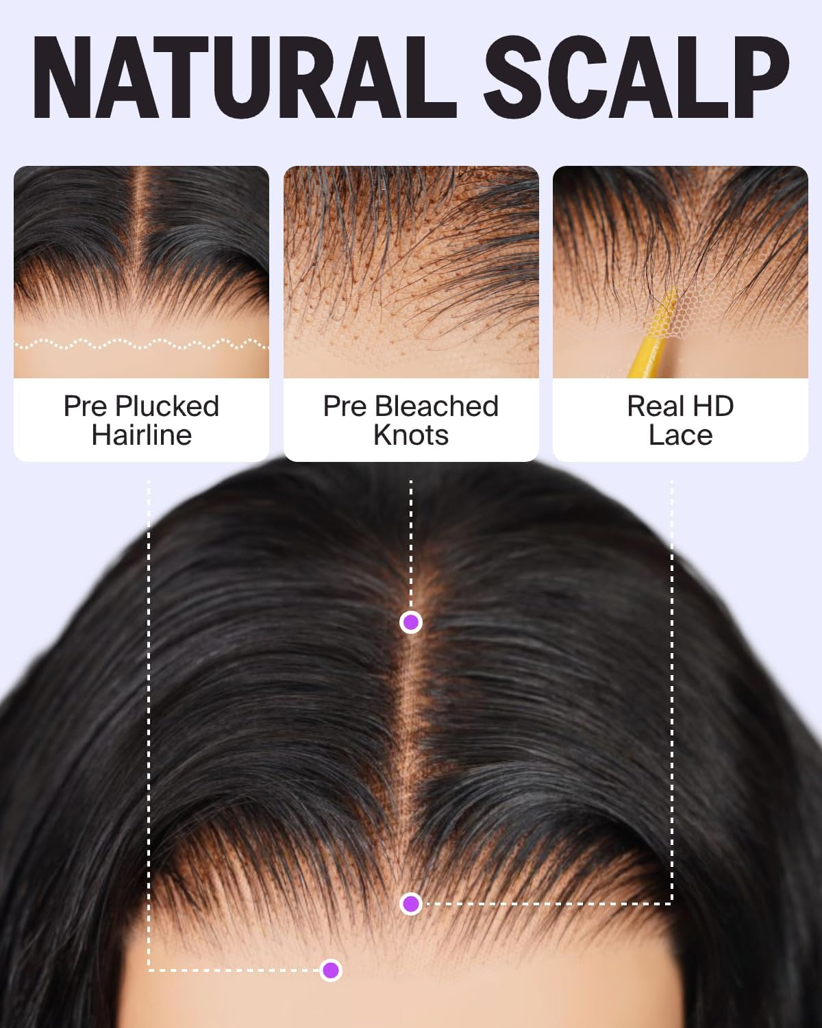 MEGALOOK 210% Density Glueless Wigs Human Hair HD Pre Cut 5X6 Lace Front Wigs Ready to Go Glueless Wig Body Wave Human Hair Wig Real Pre Plucked Bleached Tiny Knots 30 Inch image number 3