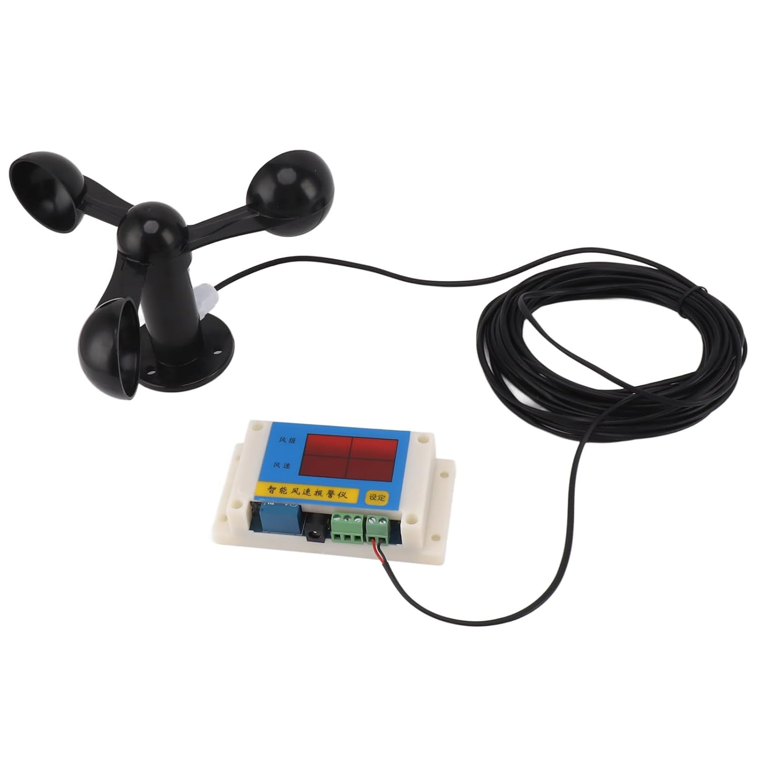 High Accuracy 3 Fan Blades Tower Crane Anemometer 3 Blades USB 5V Wind Speed Alarm Device for Outdoor - Weather Station Wind Speed Gauges image number 2