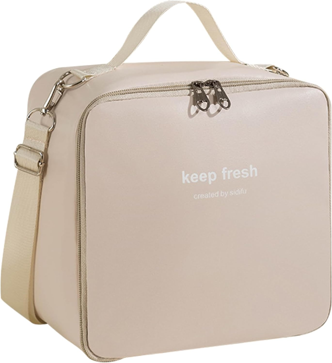 Lunch Bag Women, Lunch Box Lunch Bag for Women & Men Adult, Leakproof Small Lunch Bag, Reusable Insulated Cooler Bag with Detachable Shoulder Strap, Lunch Container for Work Office (Beige)