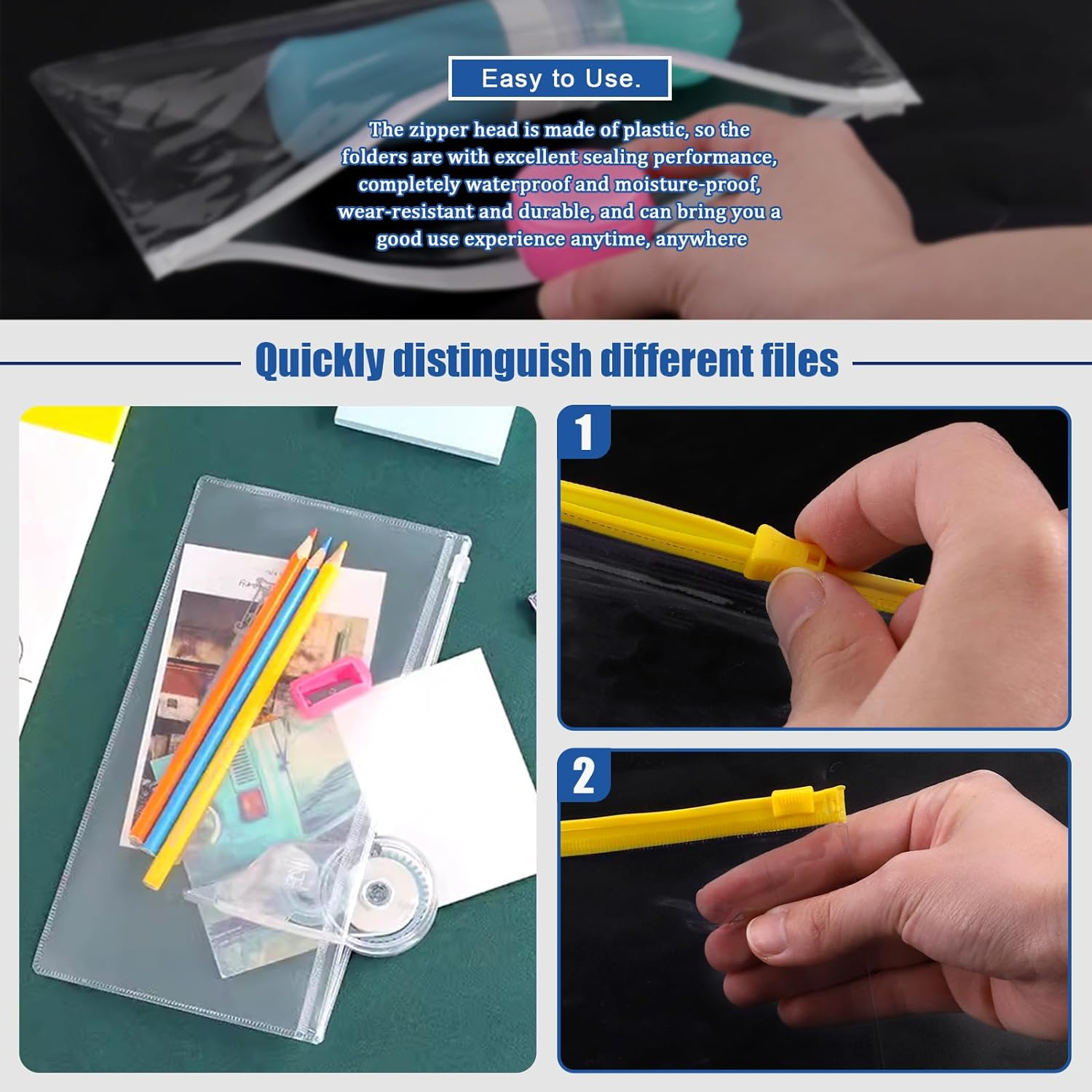 Glarks 30Pcs A6 Size Poly Zip Envelopes Mesh Zipper Pouch Envelope Zipper File Folders, 5 Colors Plastic Zipper Pouches with Label Pocket, Reusable Clear Pencil Bags for School and Office Supplies