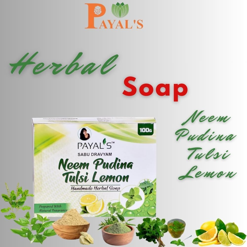 Payal'S Herbal Soap - Neem Pudina Tulsi Lemon 100G image number 2
