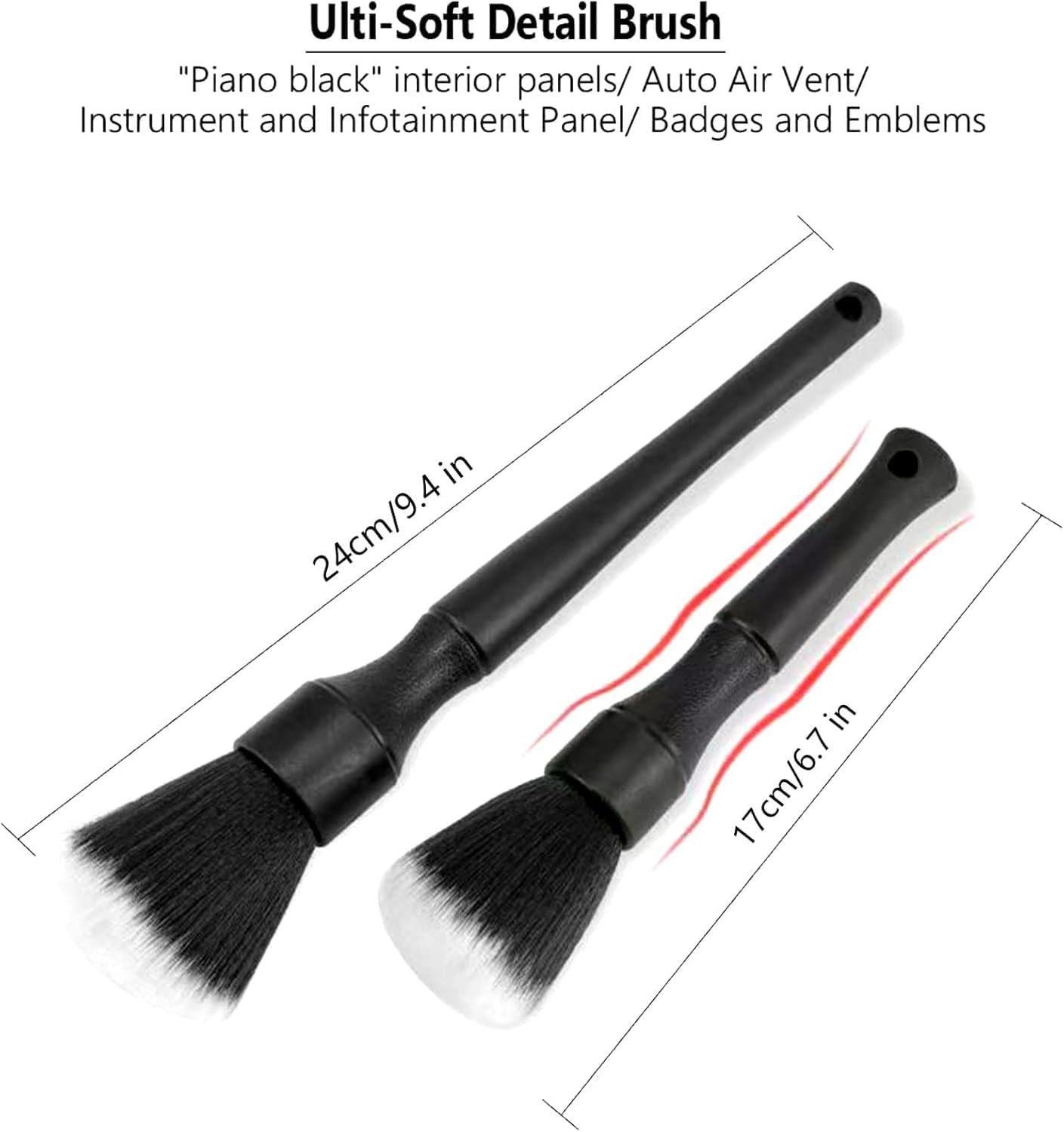 Auto Detail Brush Kit - Ultra-Soft Detailing Brushes for Elegant Surfaces, No Scratch Cleaning for Interior, Exterior, Air Vent, Engine Bay, Emblems, Dashboard, Seat, Wheel, Engine, Wheel Nut image number 4