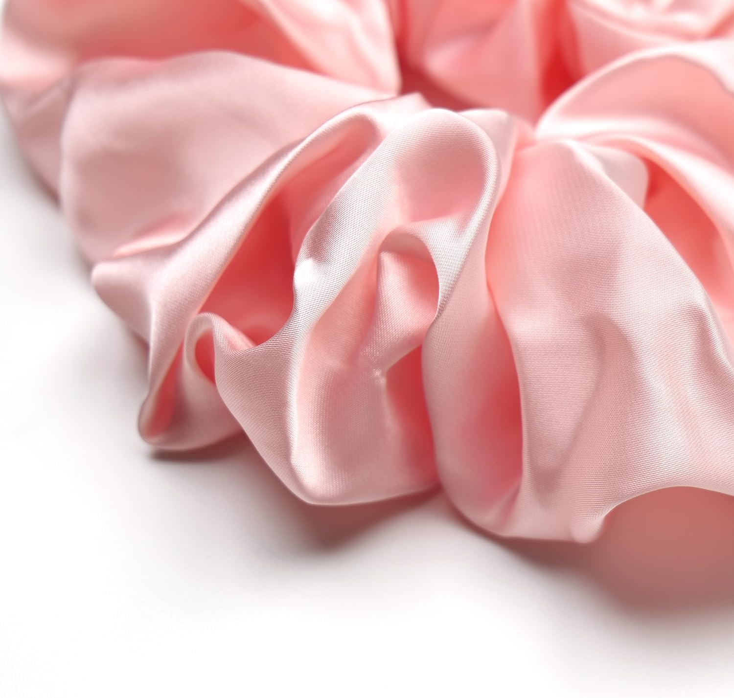 Oversized Satin Scrunchies for Women - 2 Pack Extra Large Hair Ties Accessories, Big Silk-Like Ponytail Holders, No-Damage Elastic Bands for Thick Curly Hair, Light Pink image number 4
