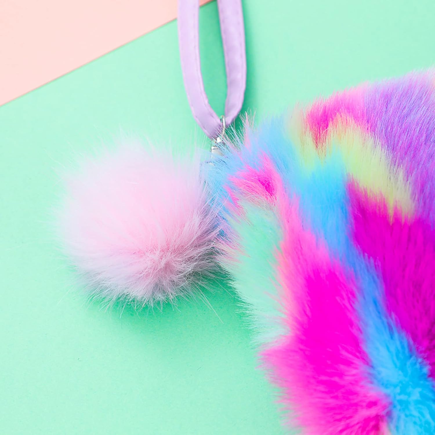 Kids Girls Fluffy Crossbody Purse Fuzzy Bag Plush Tie Dye Rainbow Shoulder Bag Handbag Wallet image number 5
