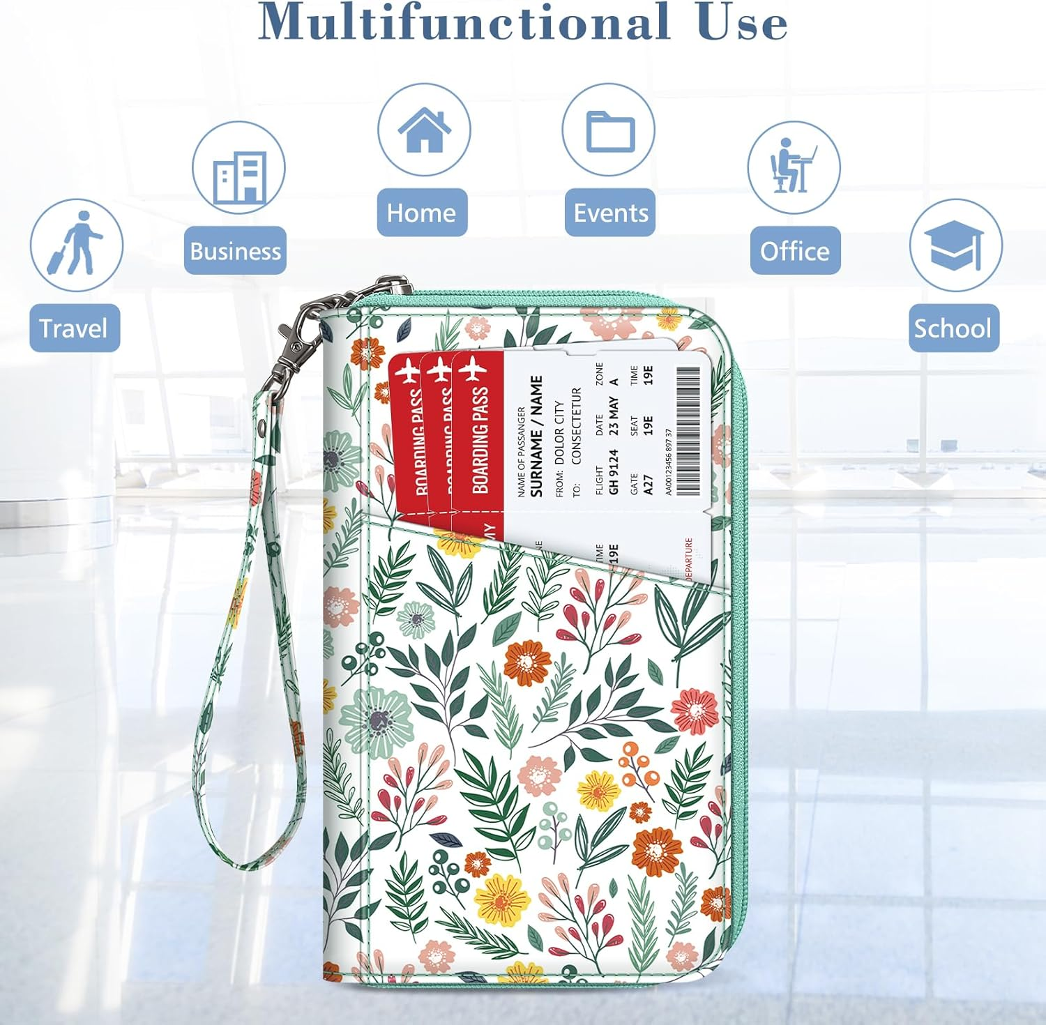 Fintie Family Passport Holder Wallet, RFID Blocking Travel Document Organizer Clutch Bag Credit Cards Case Cover for Women Men - Black image number 2