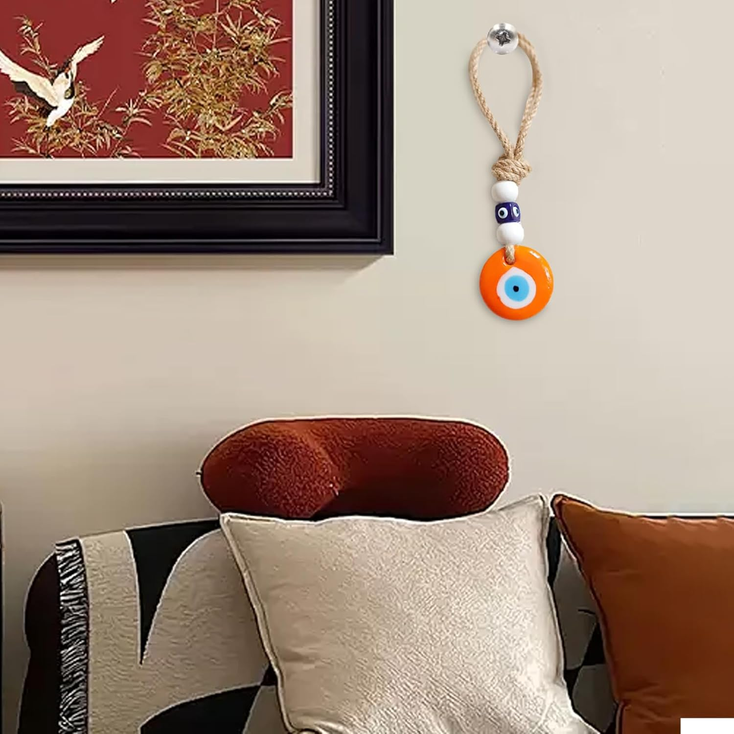 Evil Eye Ornament, Car Evil Eye Charm Car Decoration, Rear View Car Ornament, Evil Eye Charm Car, Evil Eye Car Ornament for Car, Rear View, Window, Door, Balcony - Lightblue image number 6