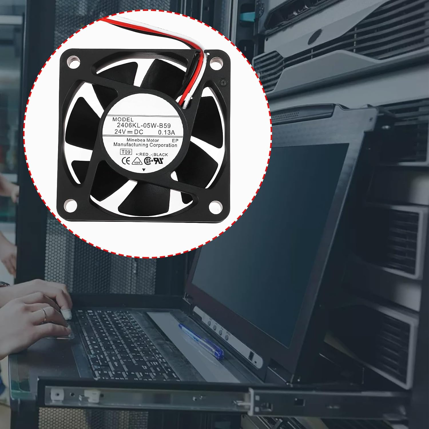 DC 24V 0.13A Cooling Fan with 3-Pin Plug 60X60X15Mm 2406KL-05W-B59 Compatible with NMB-MAT Desktop Laptop Server image number 4