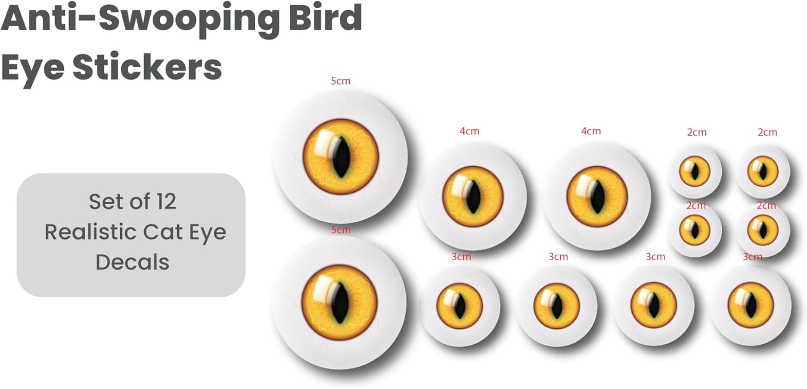 Eyeball Helmet Sticker Decal &ndash; Anti-Magpie Swooping Eye, Bubble-Free, Weatherproof Vinyl for Helmet, Bike, Car, Robot Cleaner, Laptop &ndash; Peel & Stick &ndash; 2Cm to 5Cm Mixed Sizes image number 4