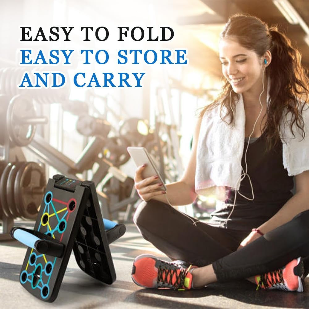 Foldable Push up Rack Board,Multi-Functional Push up Board,Chest Muscle Exercise,Portable Non-Slip,Exercise- Fitness Accessories,For Chest/Shoulders/Back/Triceps image number 4