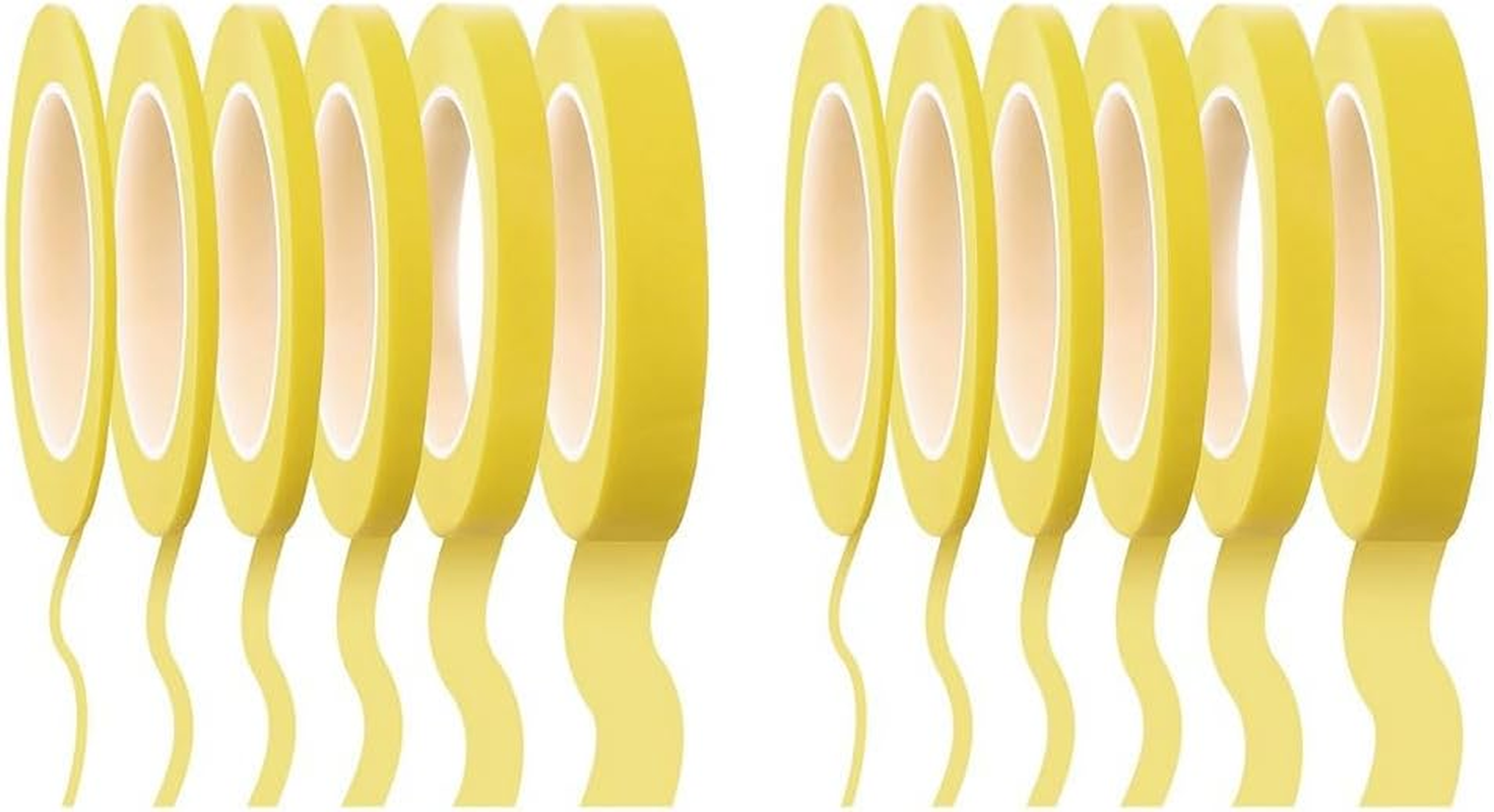 12 Rolls Fine Line Tape 1/16,7/10,1/8,1/4,1/2,3/4 Inch X 55Yard, Fineline Masking Tape, Painters Automotive Masking Tape image number 5