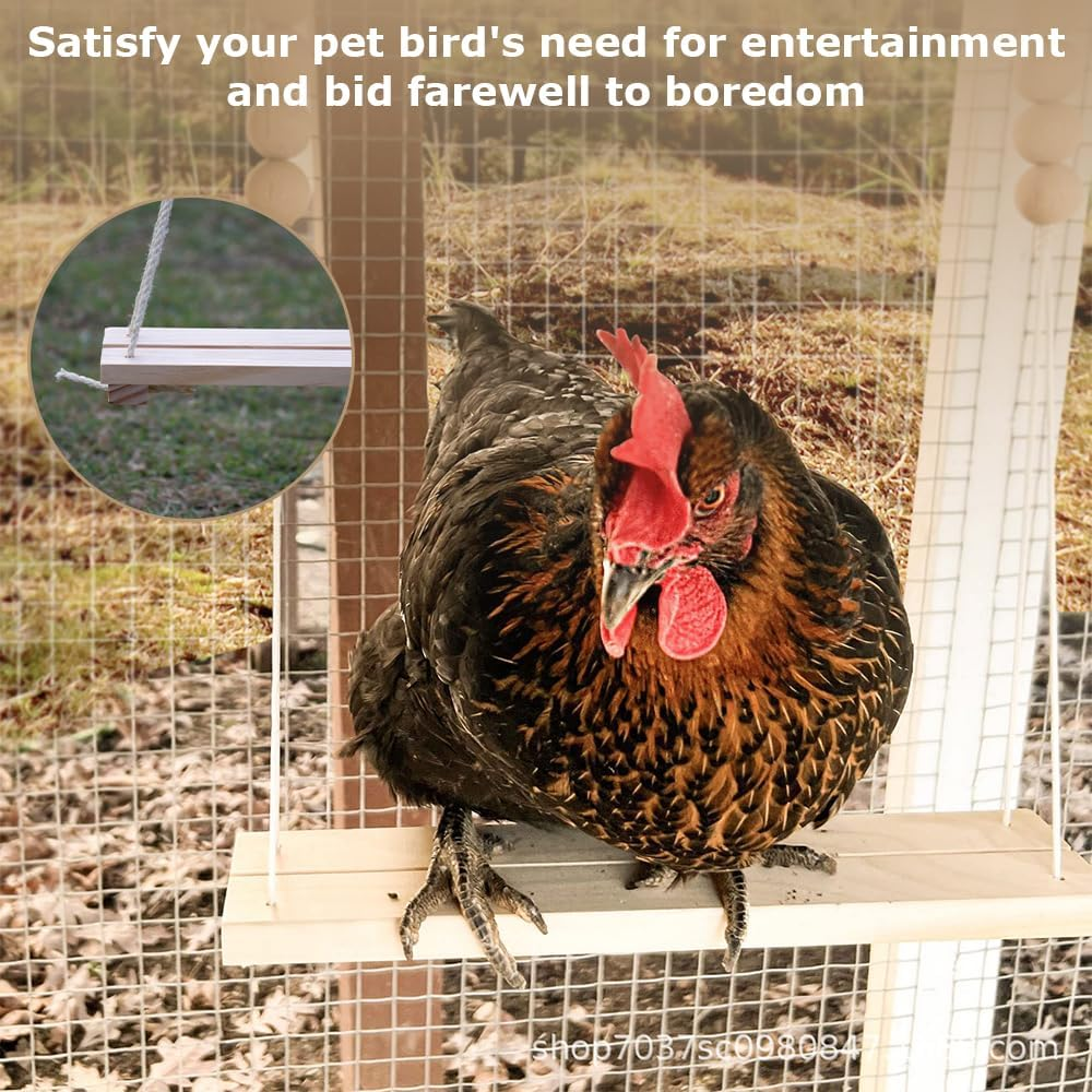 Chicken Swing,Wooden Suspension Bridge Bird Habitat,Chicken House Accessories,Hanging Pet Perch Swing,Entertainment Supplies,For Hen,Bird,Parrot image number 6