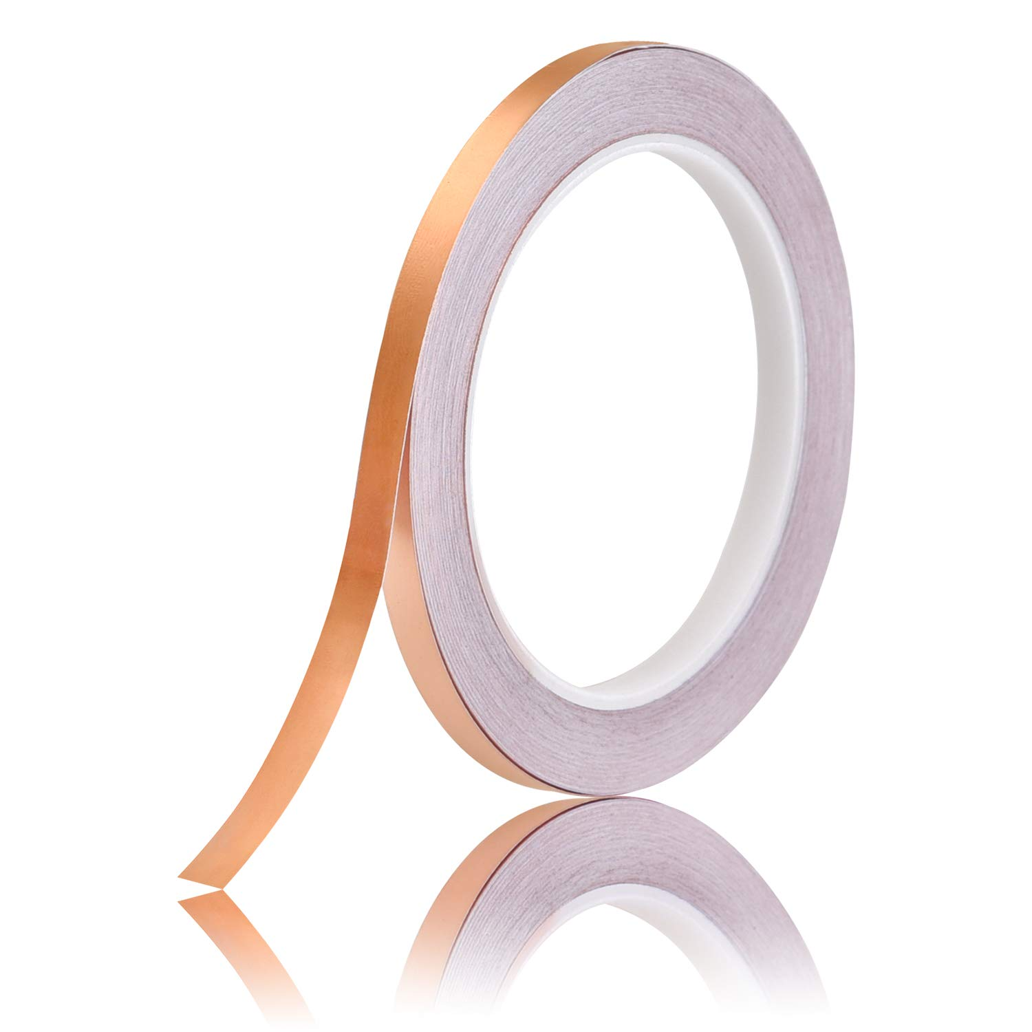 FEPITO Copper Foil Tape (0.24 Inch X 66 Feet) for Guitar and EMI Shielding, Snail Protection, Stained Glass, Arts, Crafts, Electrical Repairs, Grounding Conductive Adhesive