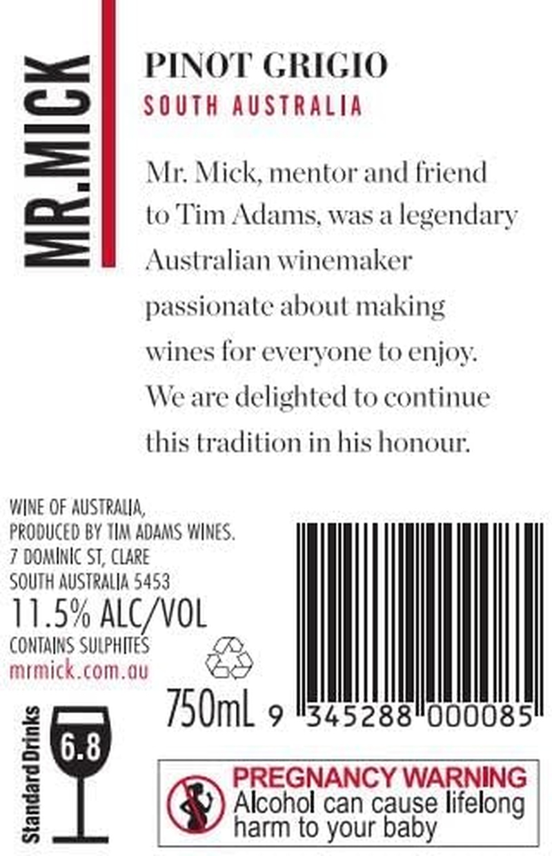 Mr Mick Pinot Grigio 750Ml image number 1