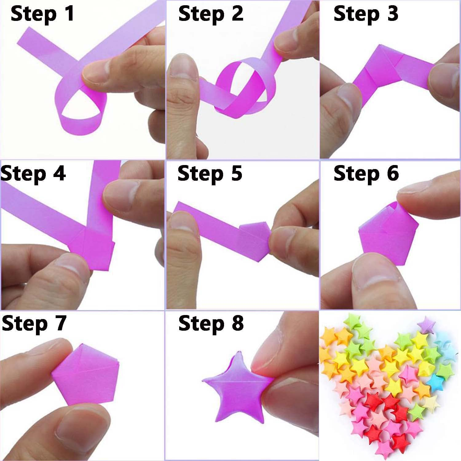 1000 Sheets Star Origami Paper ,20 Assortment Color Star Strip ,Double Sided Origami Stars Paper ,Solid Color Decoration Strips, DIY Hand Art Crafts