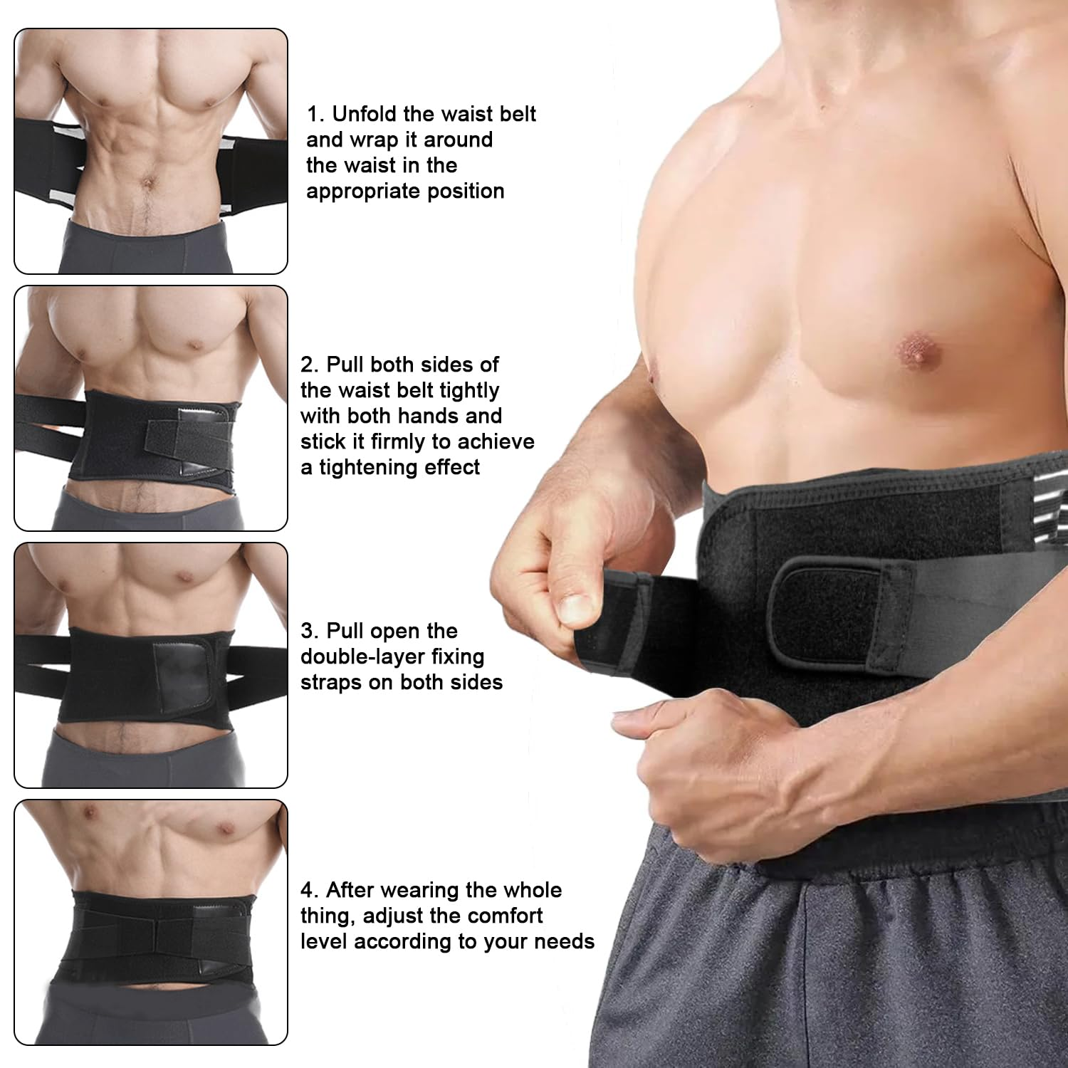 Back Braces for Lower Back Pain Relief with 6 Stays, Breathable Back Support Belt with Lumbar Pad for Men/Women for Work, Anti-Skid Lumbar Support Belt with 16-Hole Mesh for Sciatica (L) image number 3