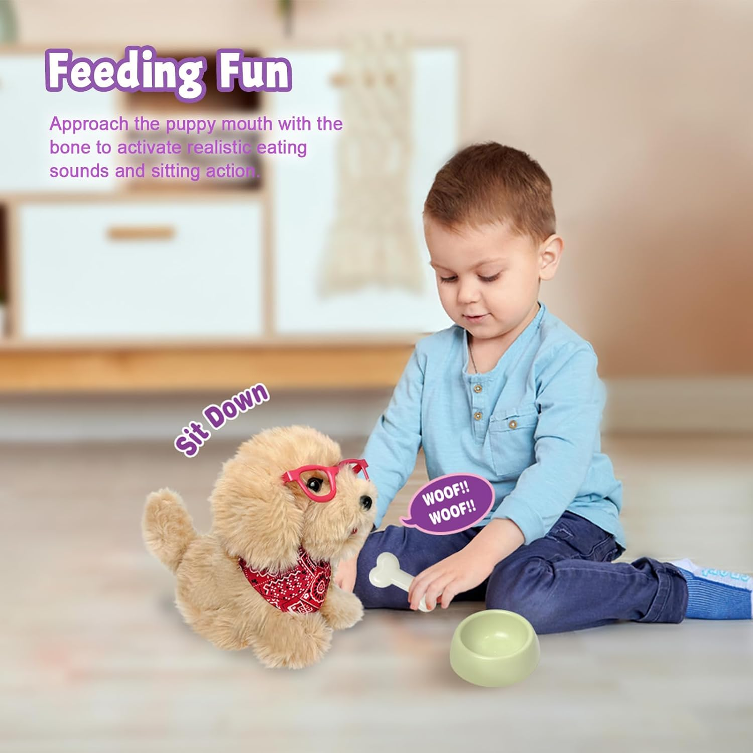 YH YUHUNG Dog Toys for Kids, Interactive Puppy Dog with Lead That Walks and Barks, Realistic Electronic Plush Robot Dog, Grooming Kit, Educational Toy from 3 Years image number 1