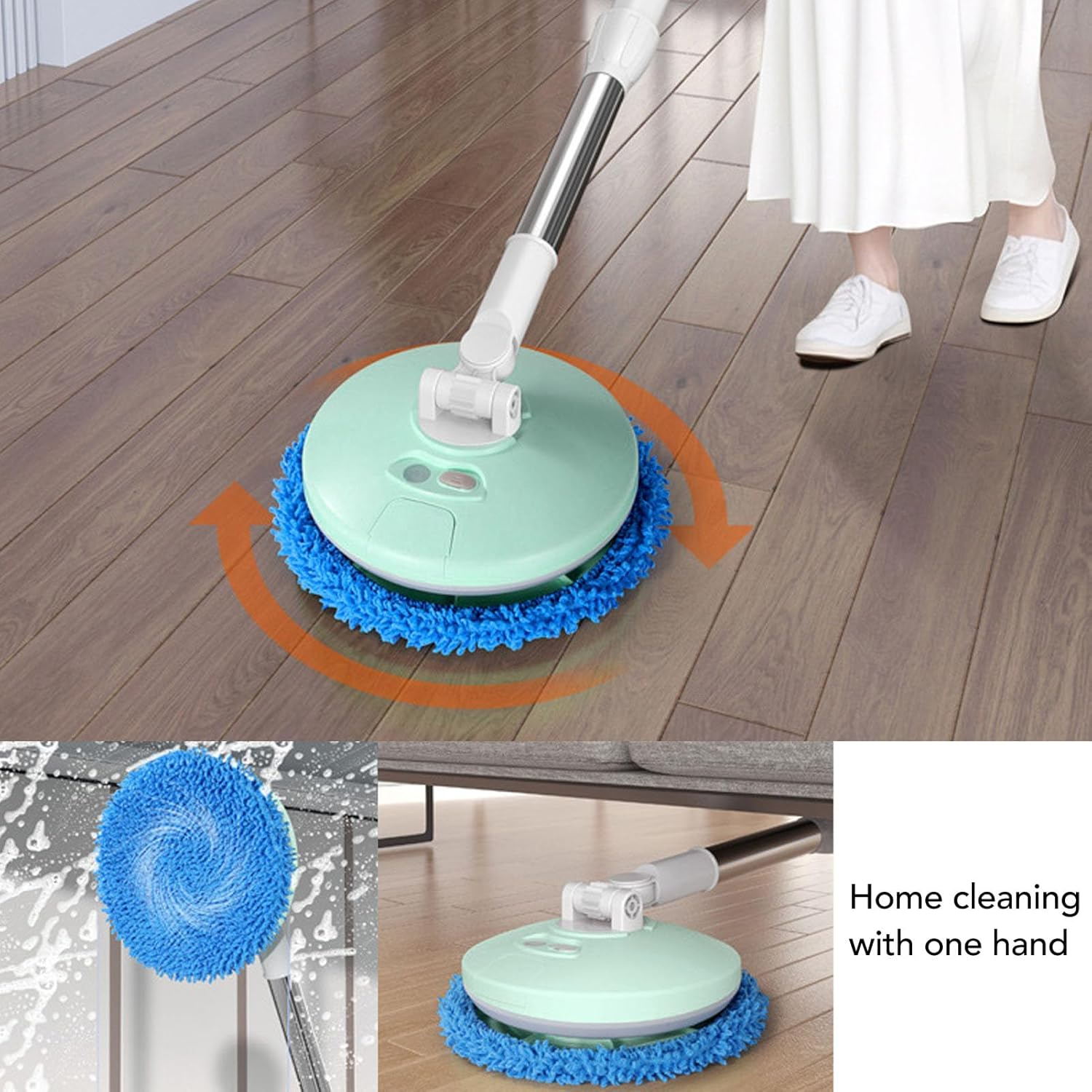 Electric Spin Scrubber, Cordless Cleaning Brush Scrubber with Adjustable Telescopic, Suitable for Bathtub Glass Car (Purplish Blue) (Green) image number 1