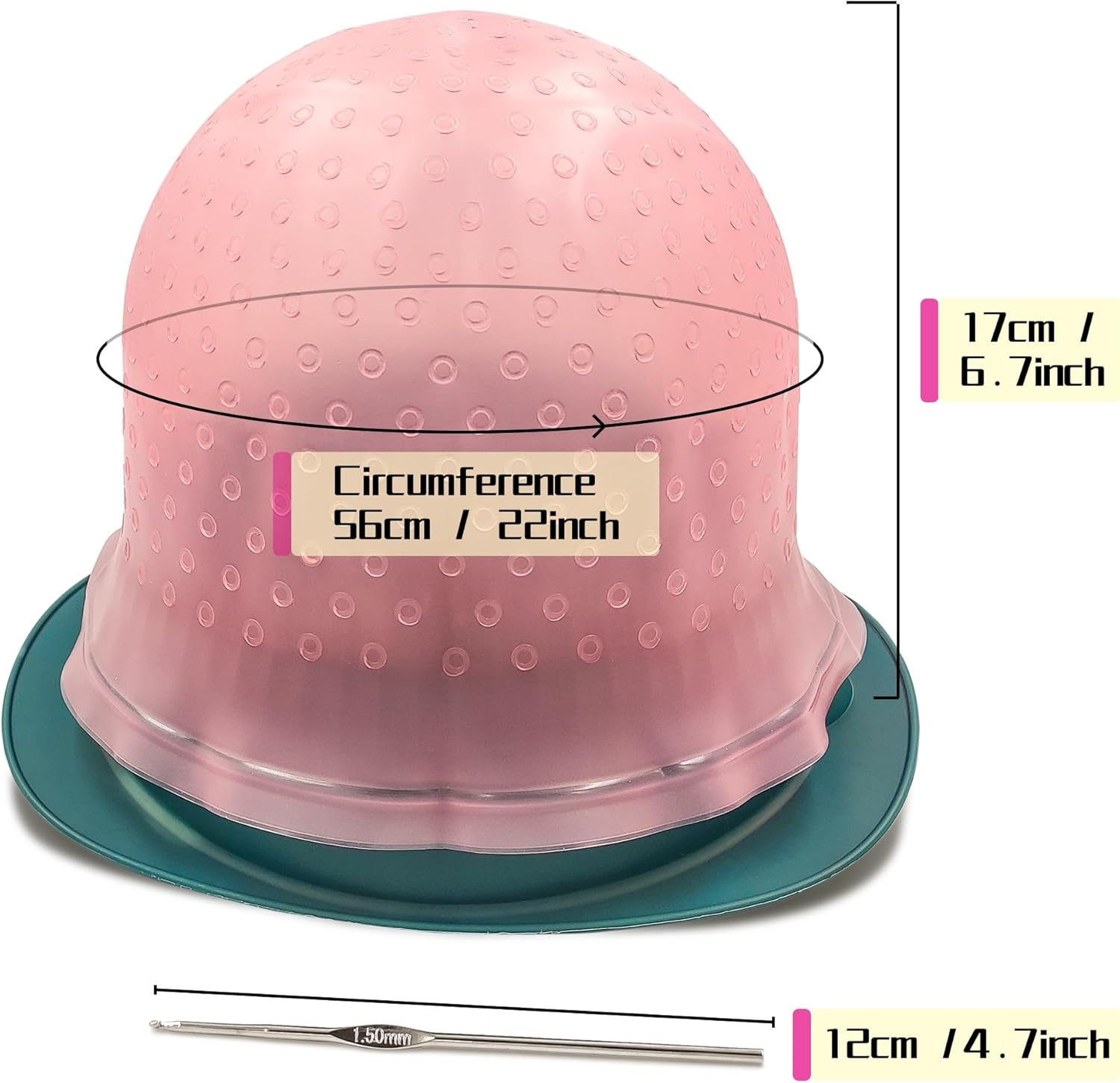 9 Pcs Highlight Cap Kit, Silicone Highlighting Cap Hair Dye Cap with Holes Reusable Highlighting Cap with Hook for Home Salon Professional Hairdressing Dyeing Staining Tools Set for Women Men image number 6