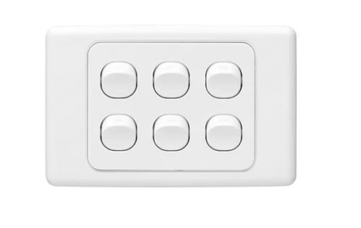 6 Gang 240V 10A Amp Wall Light Switch Australian SAA Approval Compatible to C2000 Series&hellip;