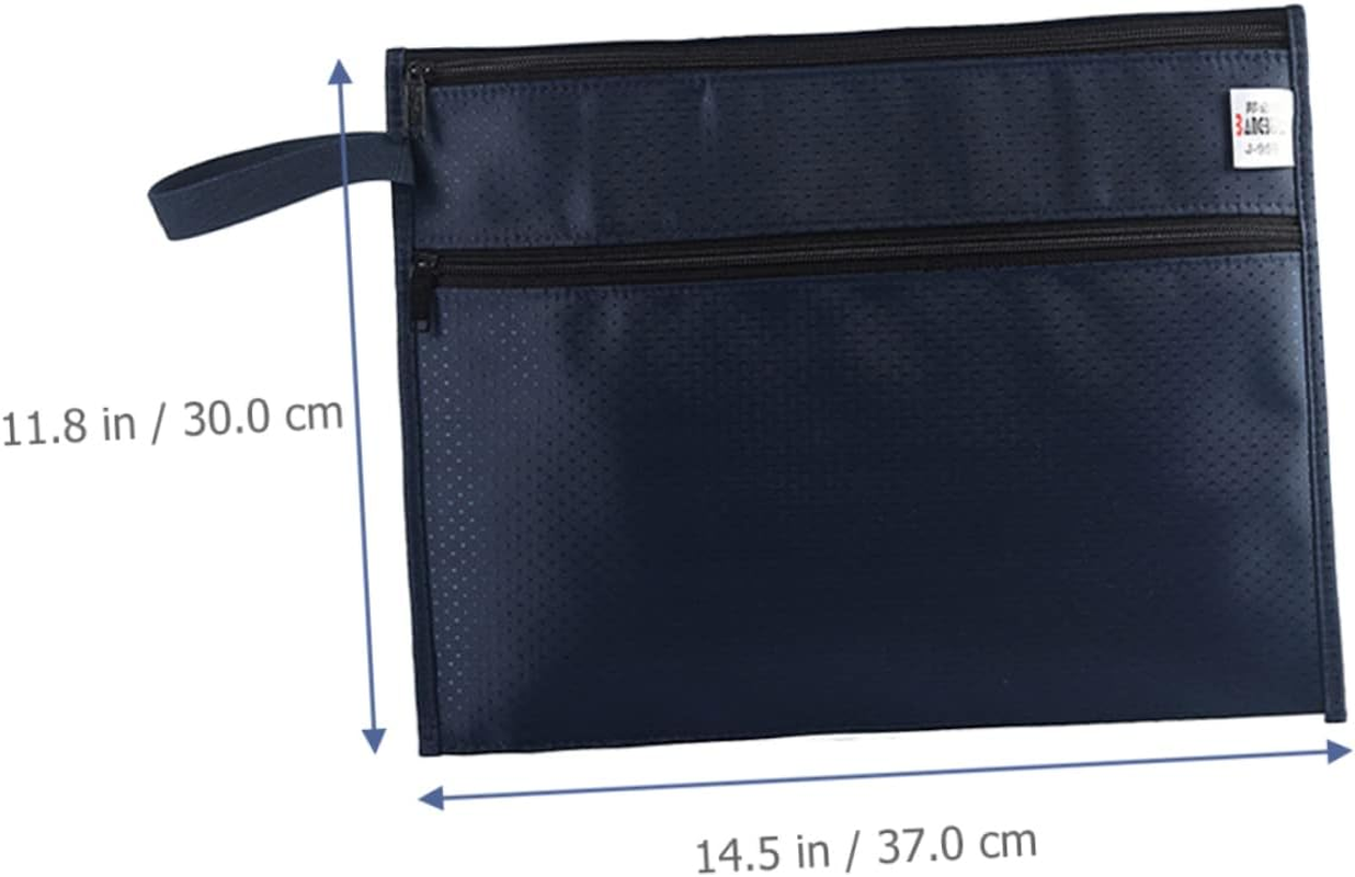 SECFOU Oxford Cloth Zipper File Bag Document Organizer for Office Supplies Training Materials and Meeting Documents Capacity Zipper Pouch image number 1