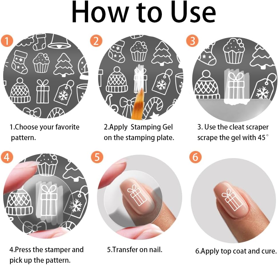 PH Pandahall 3Pcs Christmas Winter Nail Stamping Plate Kit, Snowman Christmas Art Templates Stainless Steel Nail Art Stencils with Stamper and Scraper for DIY Print Manicures Salon Design Decoation image number 4